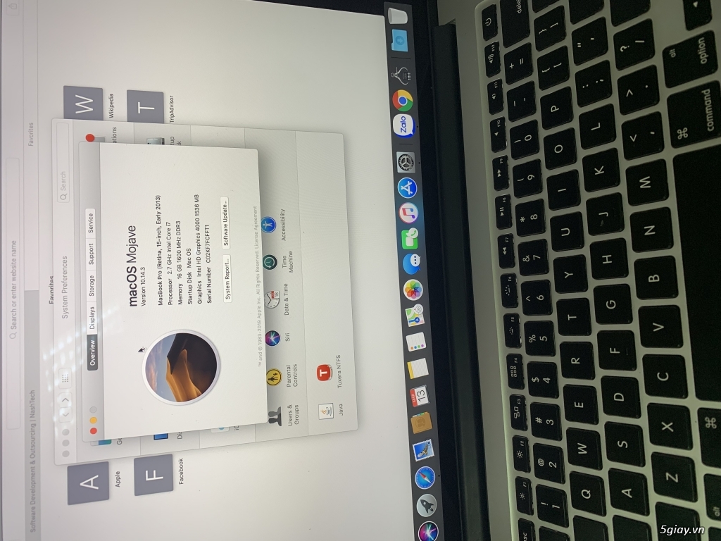 Thanh lý macbook pro rentina 2013 corei7 ssd 512 ram 16G - 2