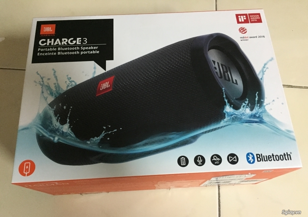 Loa JBL charge 3 màu đen mới 99% full box - 3