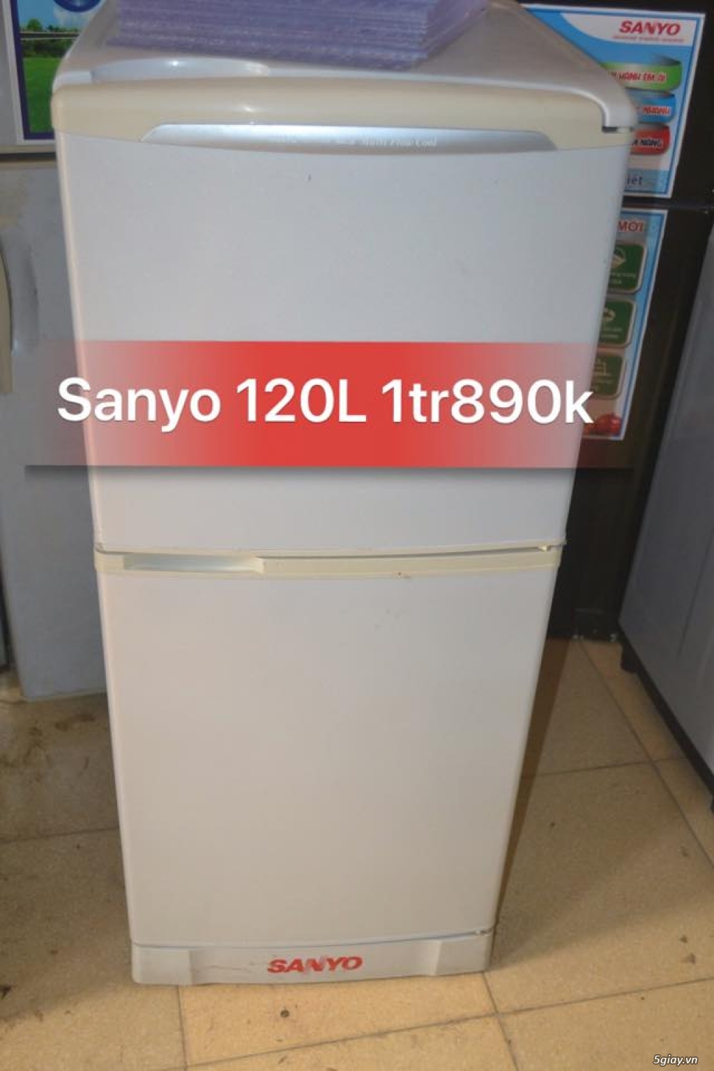 Tủ lạnh cũ Sanyo 120L k bám tuyết new 85% ga zin 100% BH 6T,Freeship. - 1