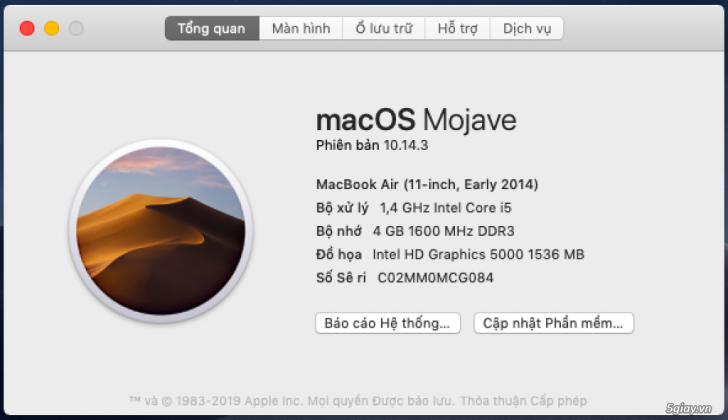 Macbook Air 2014 i5 4gb ssd 128 sạc 260 lần - 3