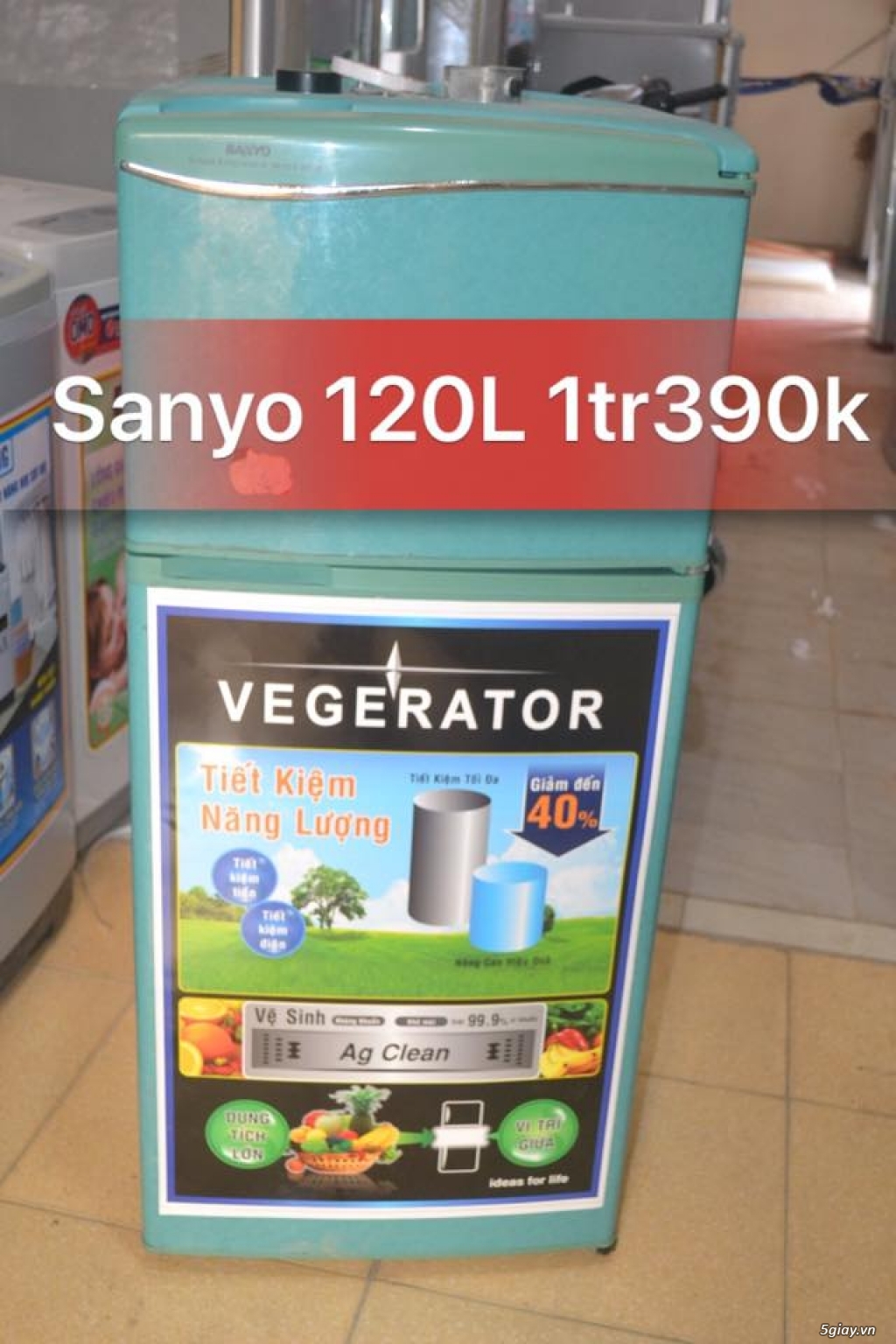 Tủ lạnh cũ Sanyo 120L new 85% ga zin 100% chạy êm Bh 6T,Freeship nội - 1