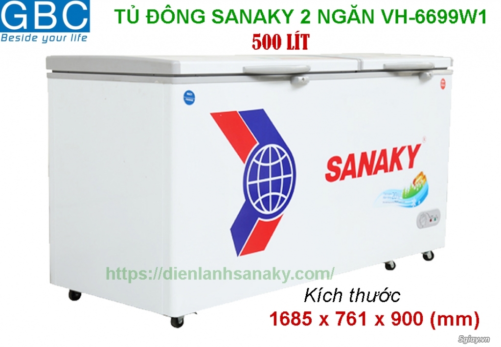 Bán tủ đông Sanaky 2 ngăn dàn lạnh đồng VH-6699W1