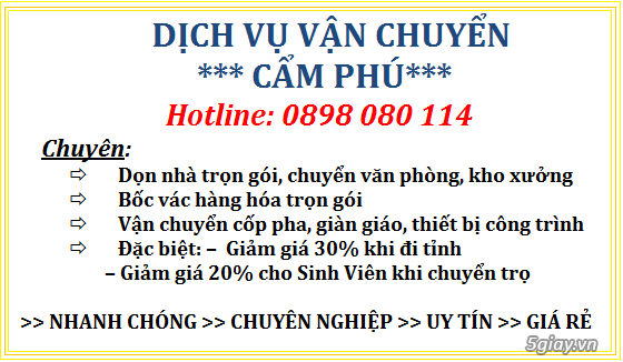 DỊCH VỤ VẬN CHUYỂN CẨM PHÚ ĐÀ NẴNG