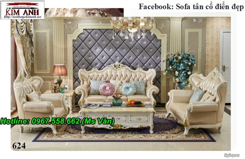 Ghế sofa tân cổ điển - bộ bàn ghế phòng khách gỗ quý đẳng cấp châu âu - 1
