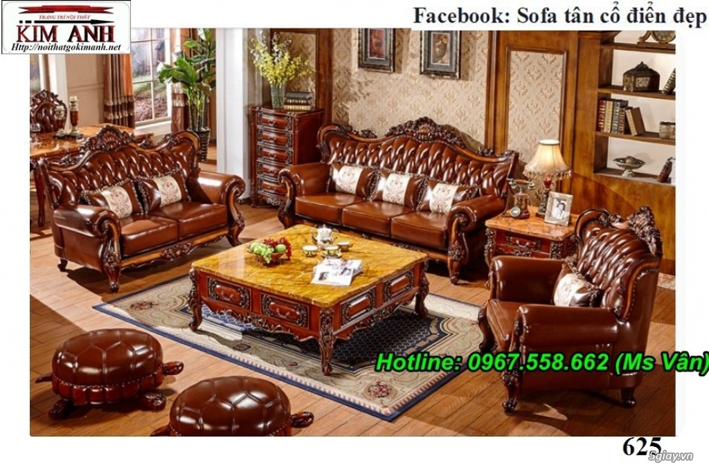 Ghế sofa tân cổ điển - bộ bàn ghế phòng khách gỗ quý đẳng cấp châu âu - 2