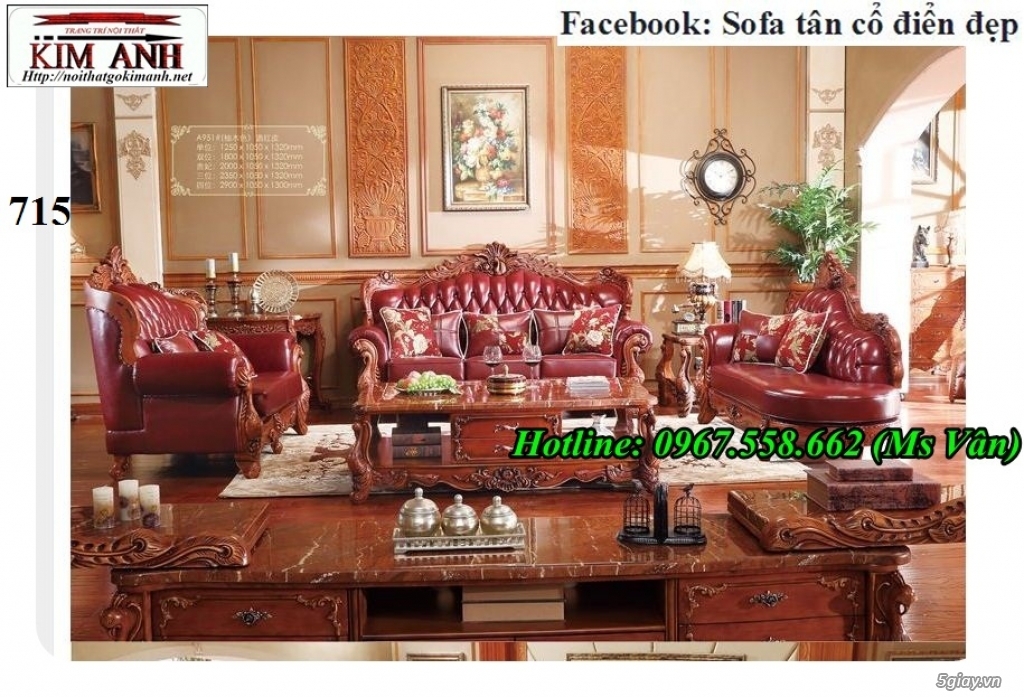 Ghế sofa tân cổ điển - bộ bàn ghế phòng khách gỗ quý đẳng cấp châu âu - 12