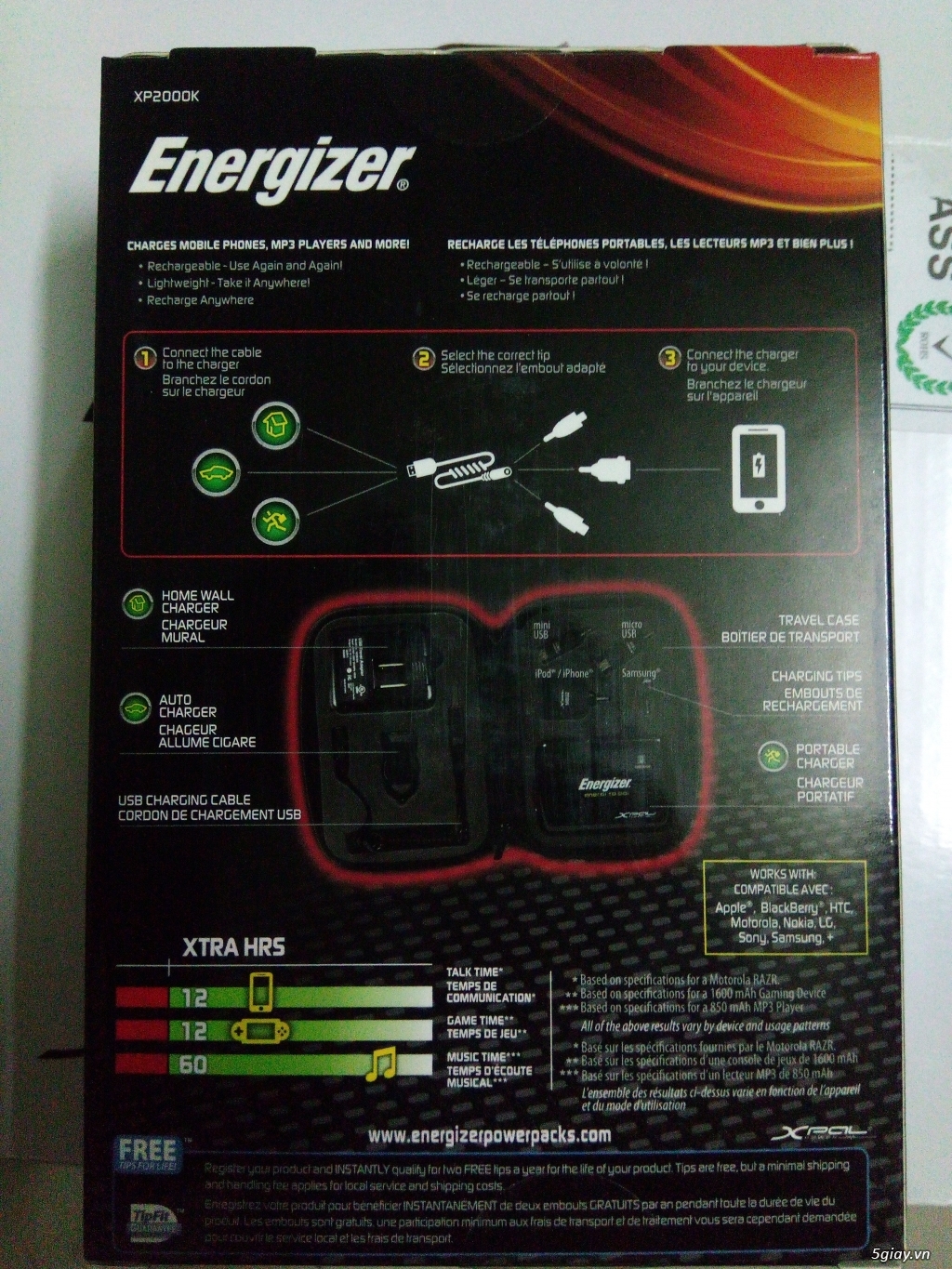 về bộ pin dự phòng Energizer xp2000k - 1