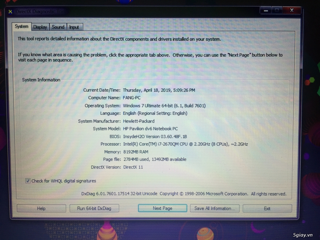 HP Pavilion Core i7 - 8 CPU - 8G RAM ! 3TR5 - 3