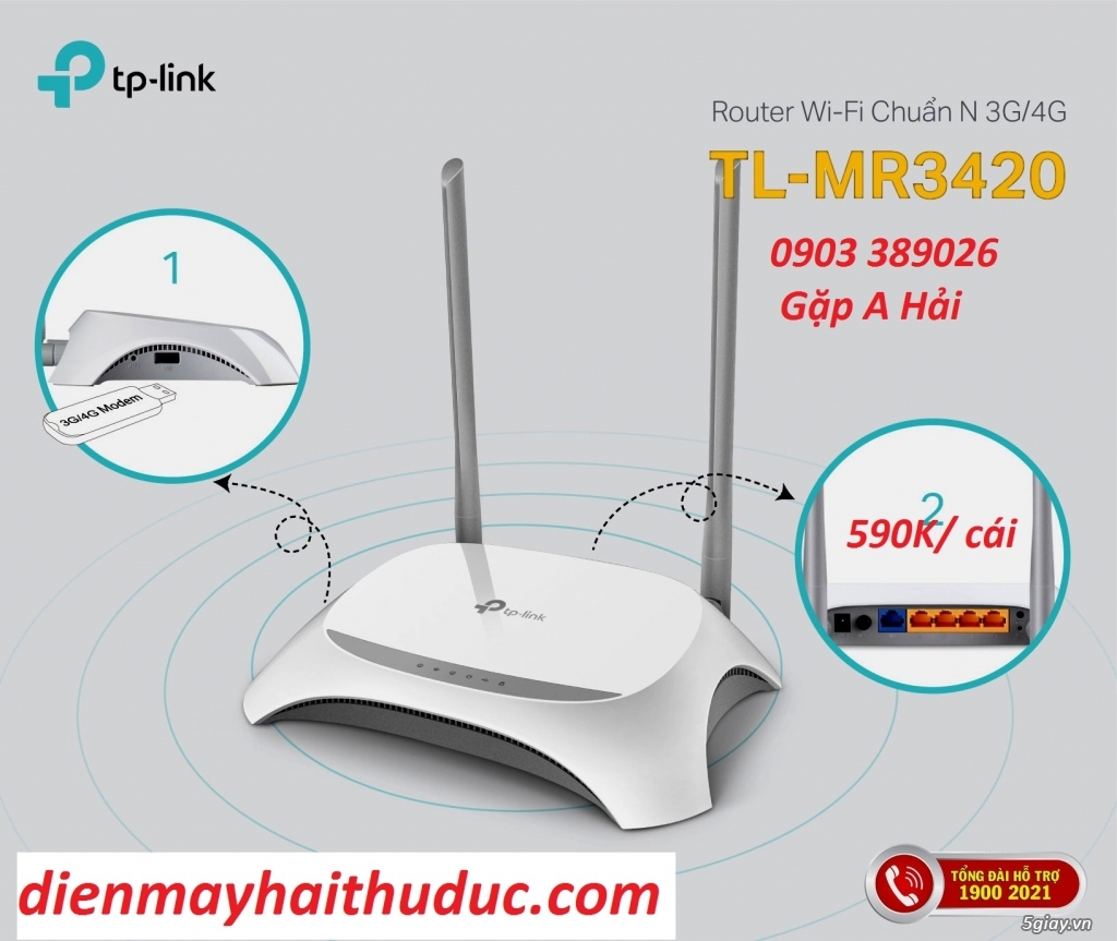 Phát wifi TP-Link TL-MR 3420 hỗ trợ khe USB 3/ 4G tốc độ cao - 4