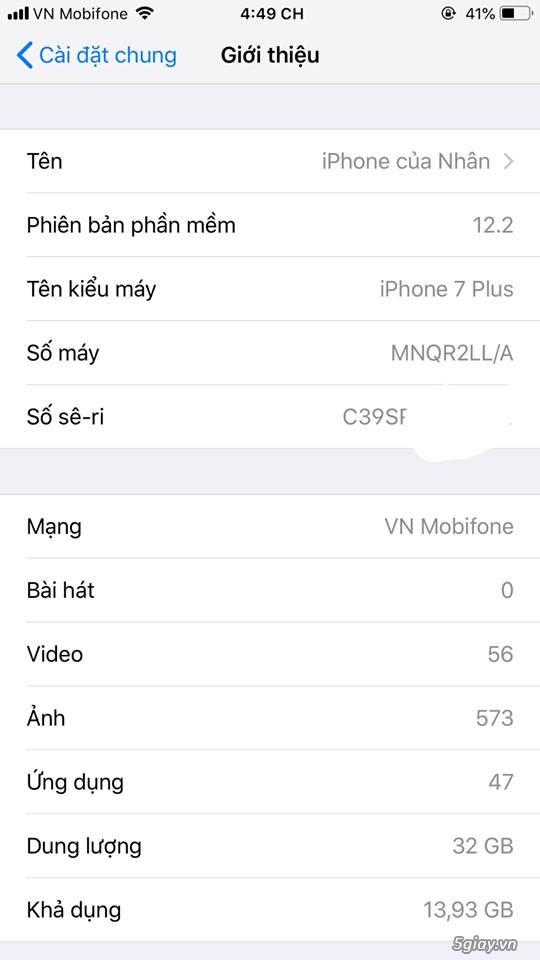 Iphone 7 Plus 32G Quốc Tế Mỹ Đen Nhám Ngoại Hình Xấu - 5
