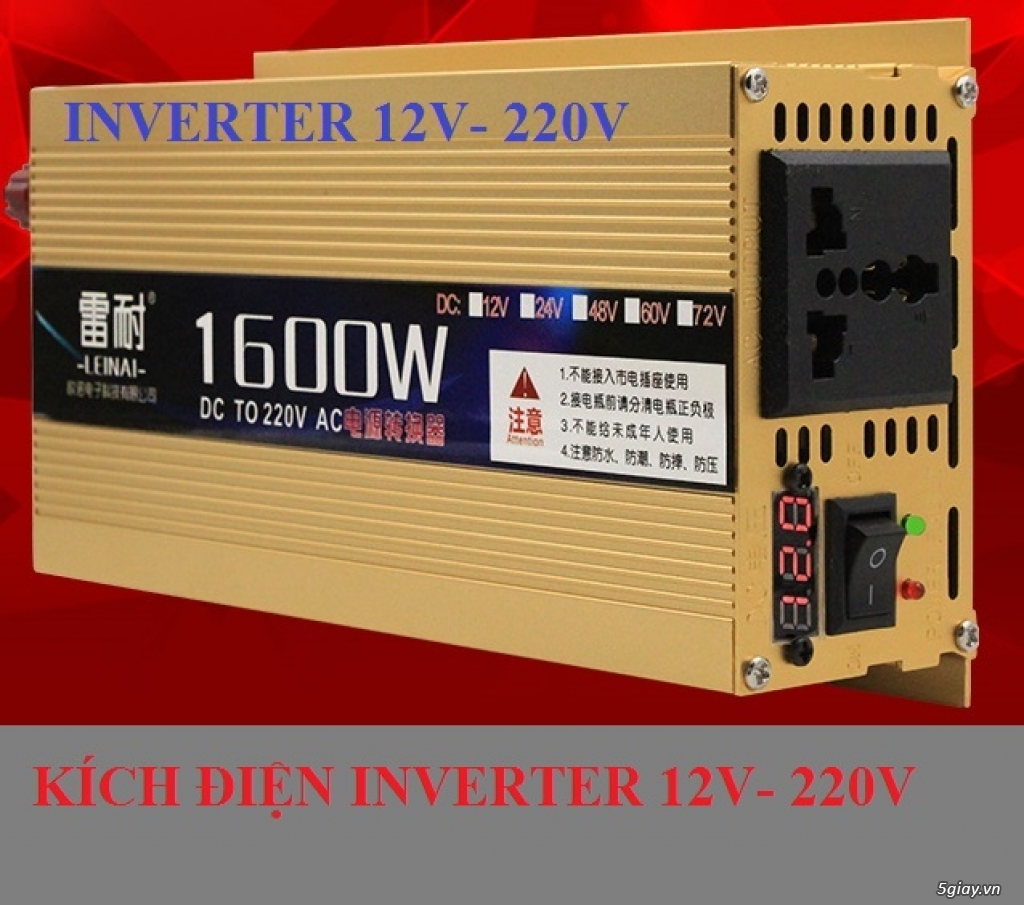 KÍCH ĐIỆN inverter 12V- 220V 1600w giá chỉ 450k!!!