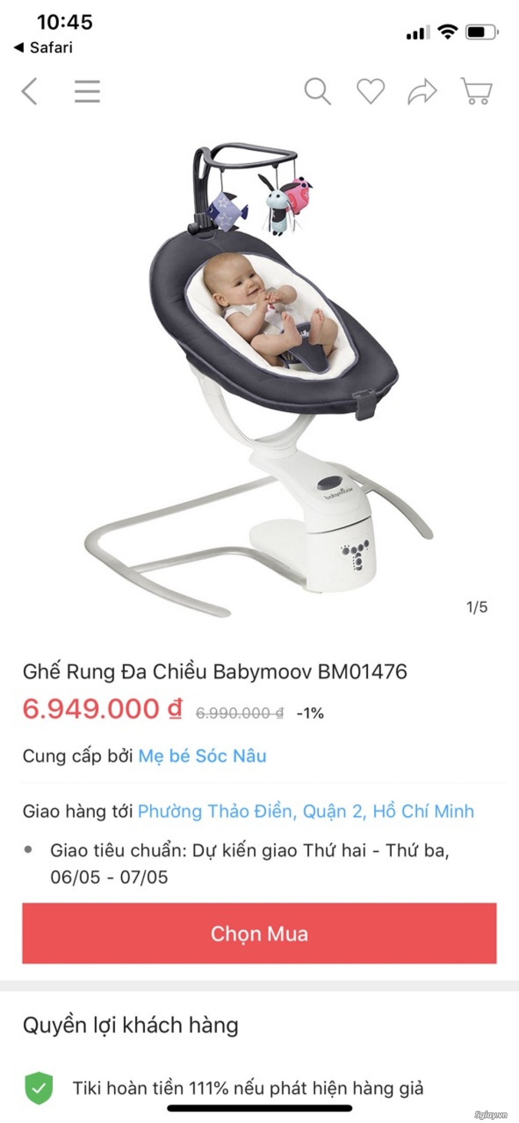 Cần bán ghế cho baby mới sinh 99,99% giá 5tr7
