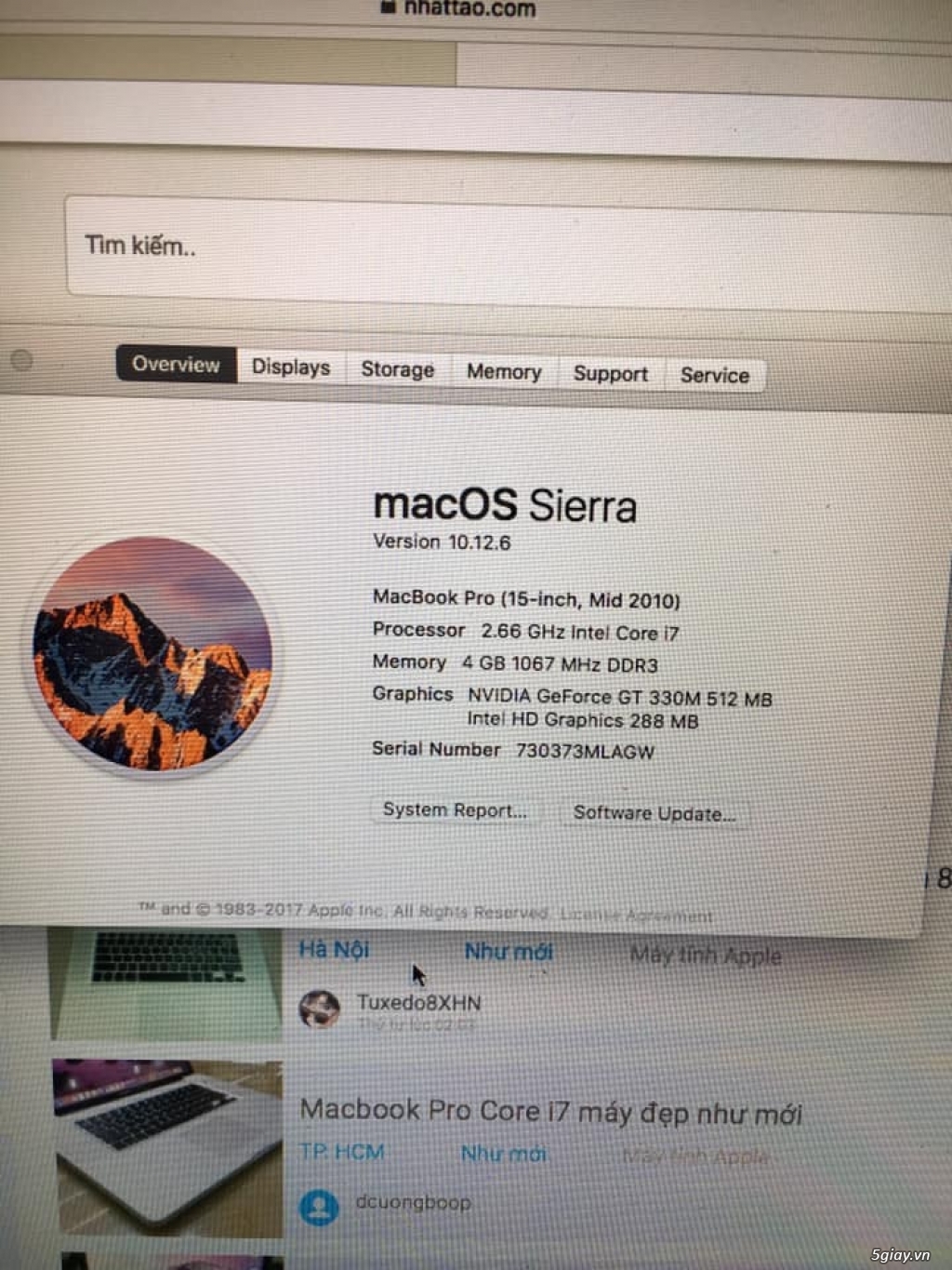 Cần bán: Mac Pro 15 I7 Mid2010 - 2