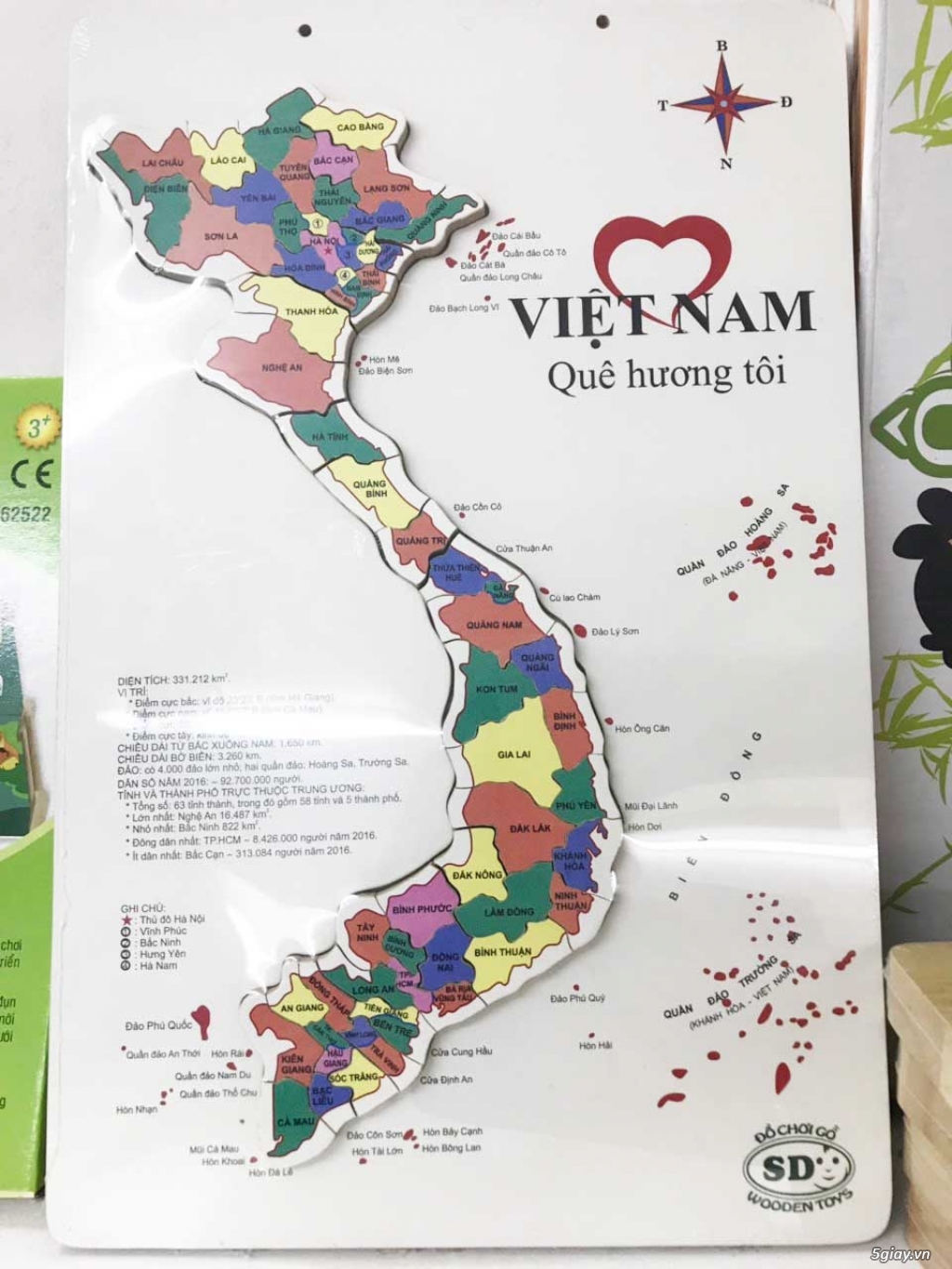 Ghép bản đồ Việt Nam đủ các tỉnh thành | đồ chơi gỗ an toàn vui học - 4