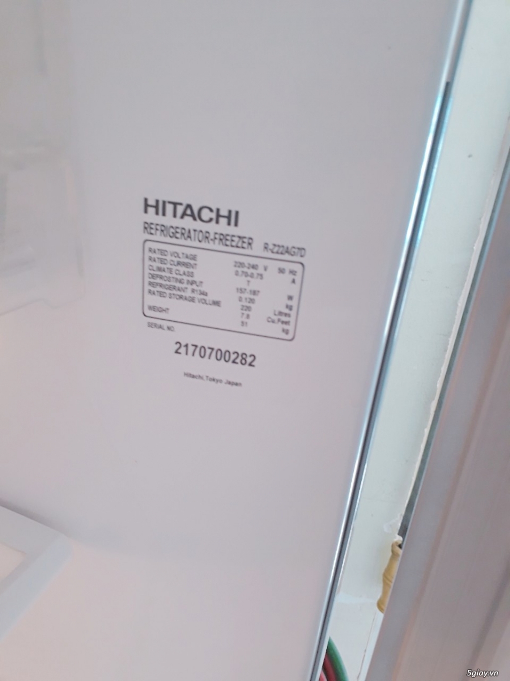 tủ lạnh hitachi 220l,mới 99%, bảo hành 6 tháng - 1