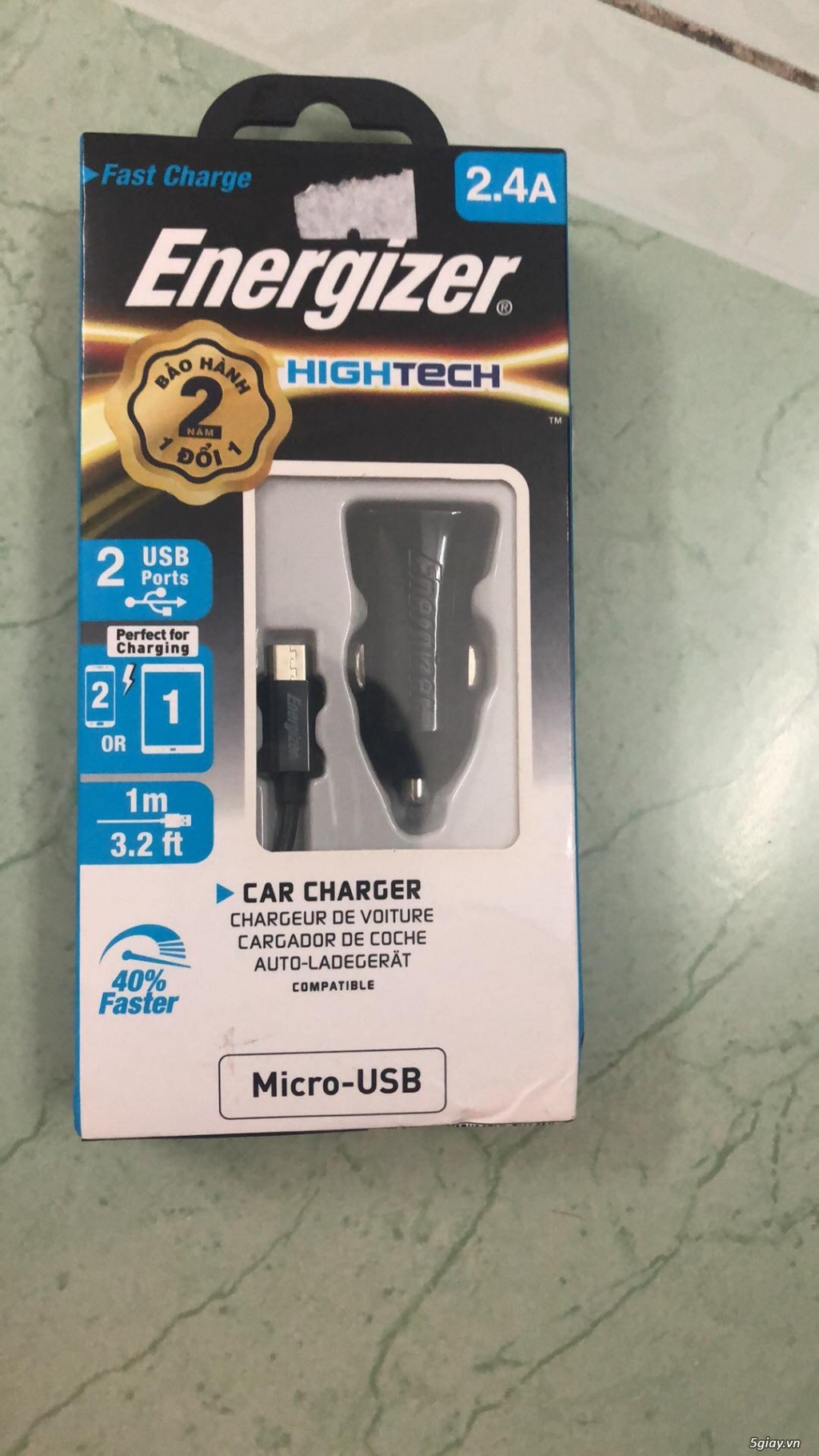 Cái cuối cùng  -Sạc xe hơi ENERGIZER 2.4A 2USB + Kèm cáp MICRO USB ET 22h59p 13/6/2019