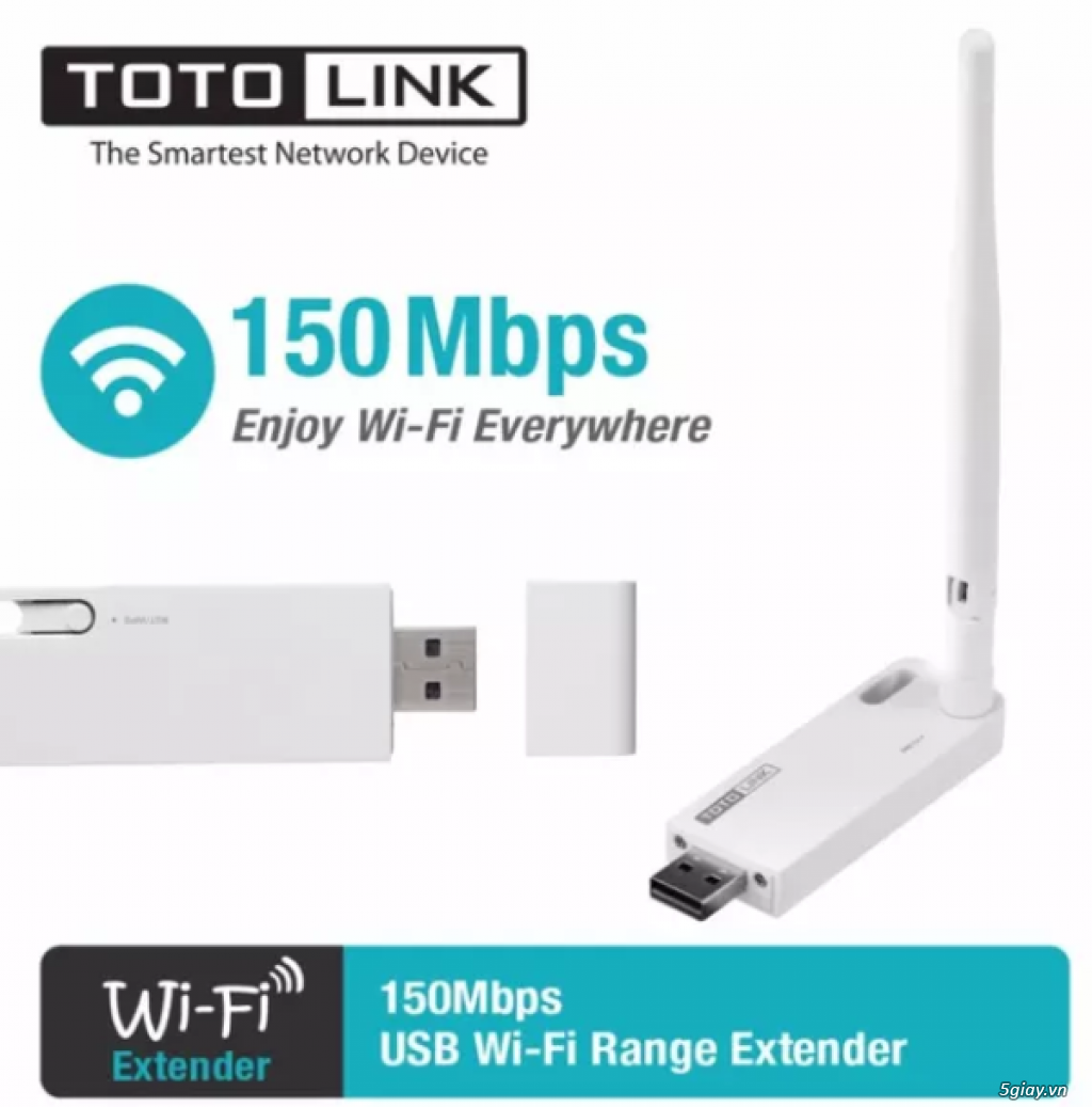 Bộ Kích Sóng Wifi Repeater 150Mbps Totolink EX100, end 22h59 thứ tư 12/06/2019 (tối nay)