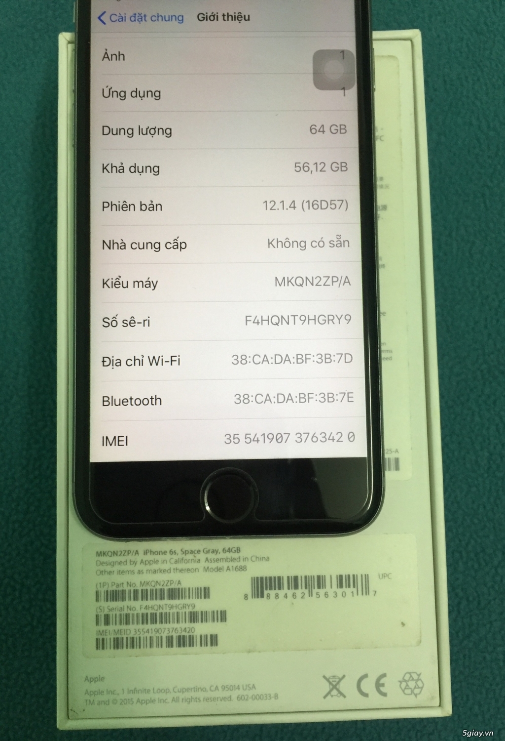 Iphone 6S 64Gb màu Grey hộp sạc - 1