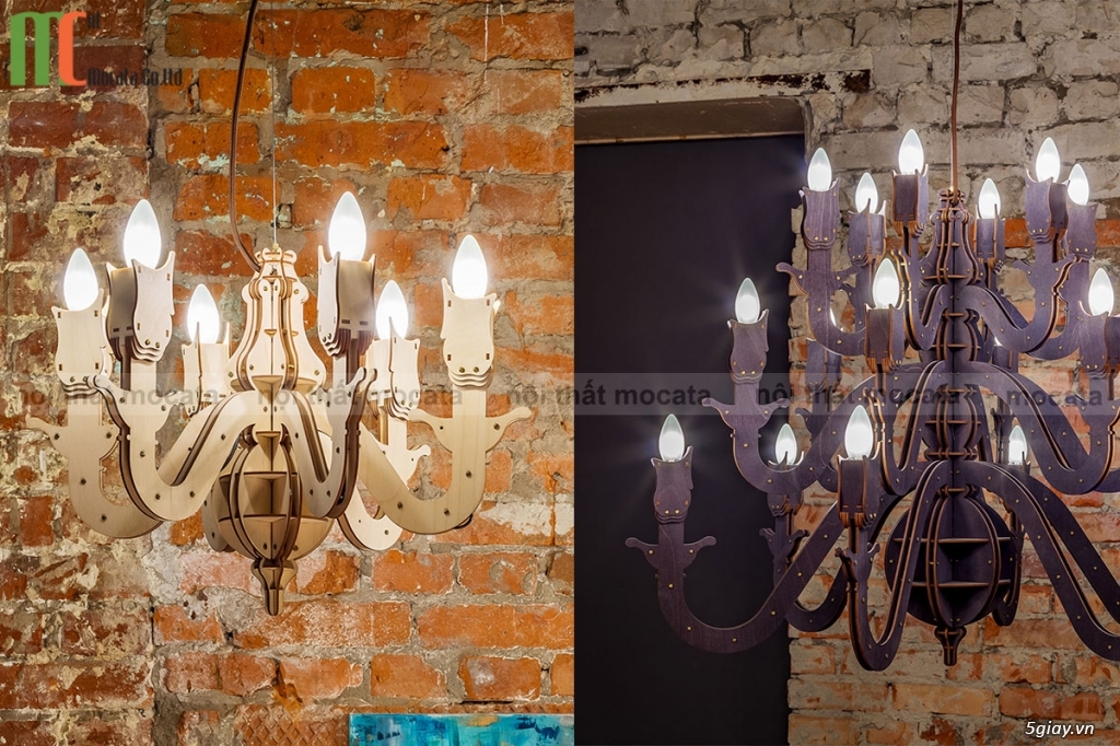 Đèn trang trí gỗ nghệ thuật hiệu ứng ánh sáng độc đáo 179 - 4