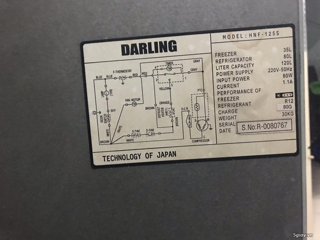 Cần bán: Tủ lạnh Darling 120l (công nghệ Nhật Bản) - 4