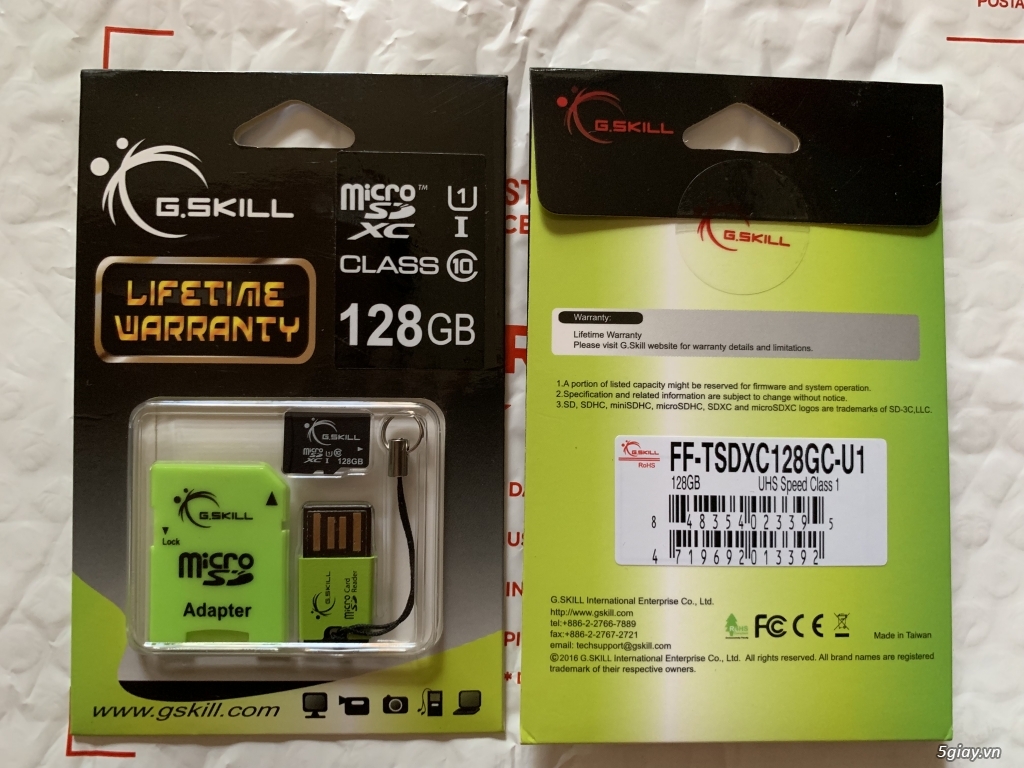 Thẻ nhớ micro sd G.SKILL 128GB class 10 U1, chính hãng usa, sx tại Taiwan, end 23h00-18/07/2019 - 1
