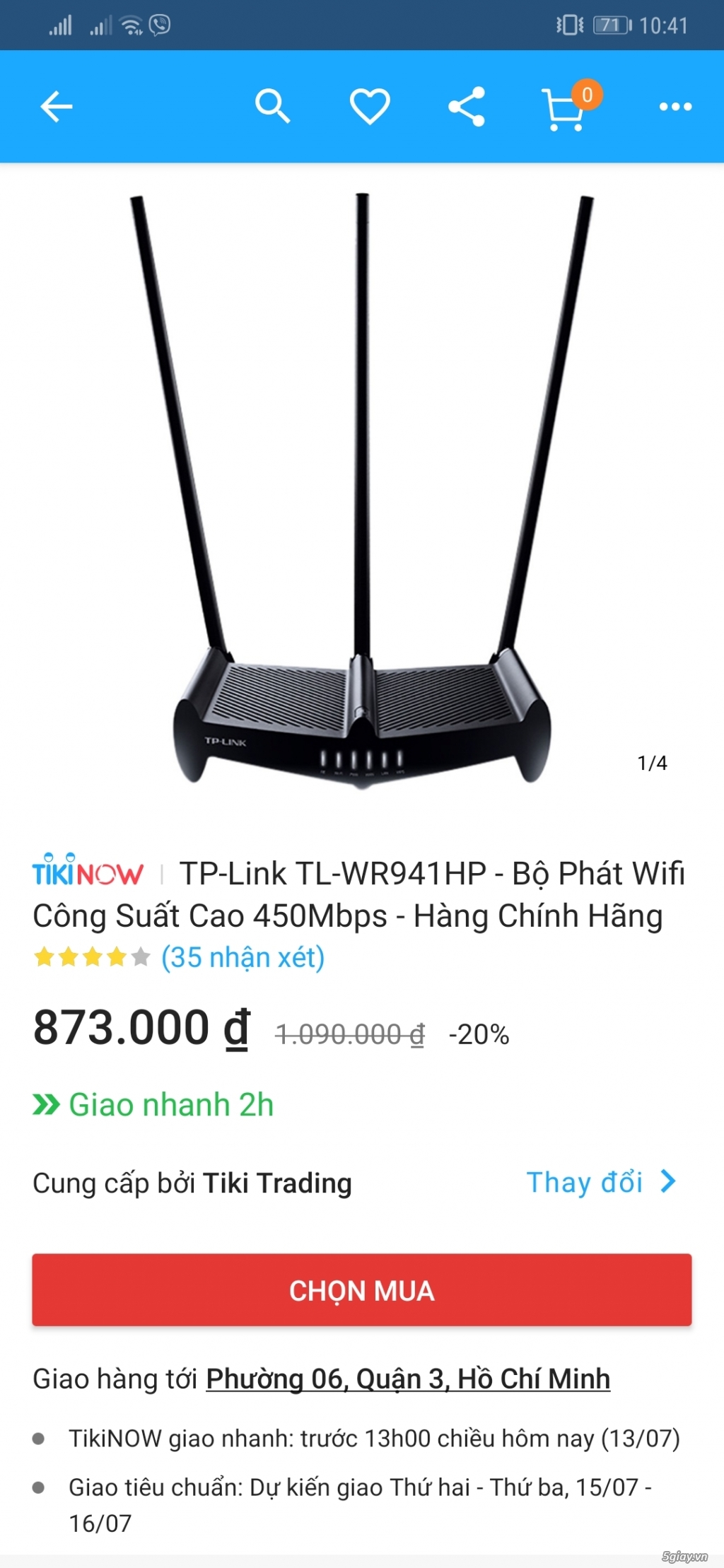 Router wifi TP Link WR941HP mới mua - 1