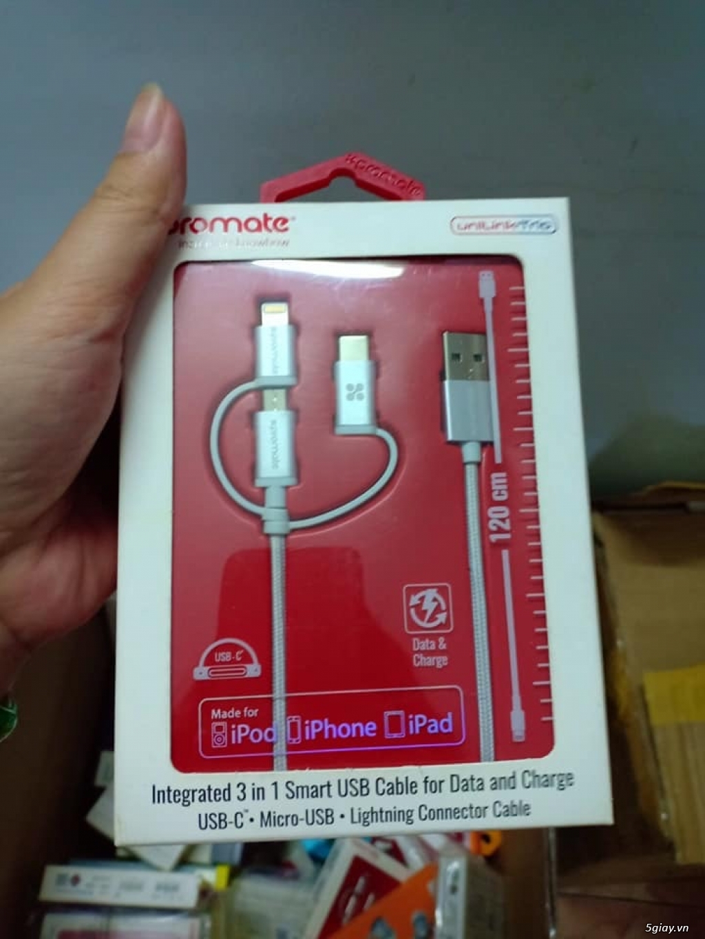 Lên 05 Cable Promate 3 cổng ra. ET 22h59 1/8/19