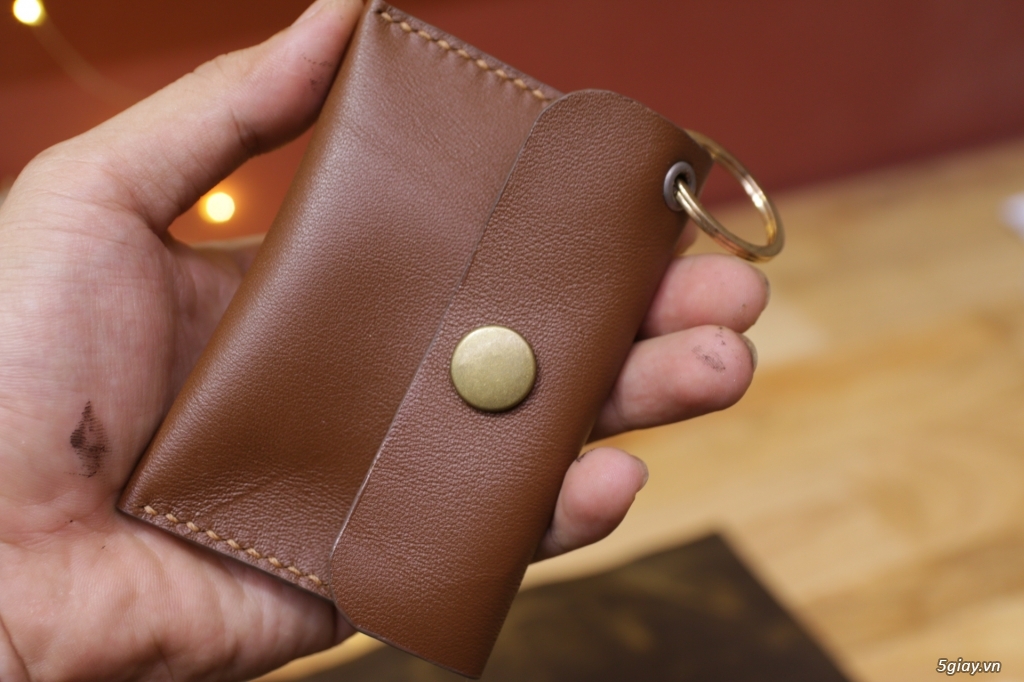 Ví da kim móc khóa đựng tiền và thẻ xe Handmade - Da thật 100%. End: 22h59p ngày 23/7/2019 - 4
