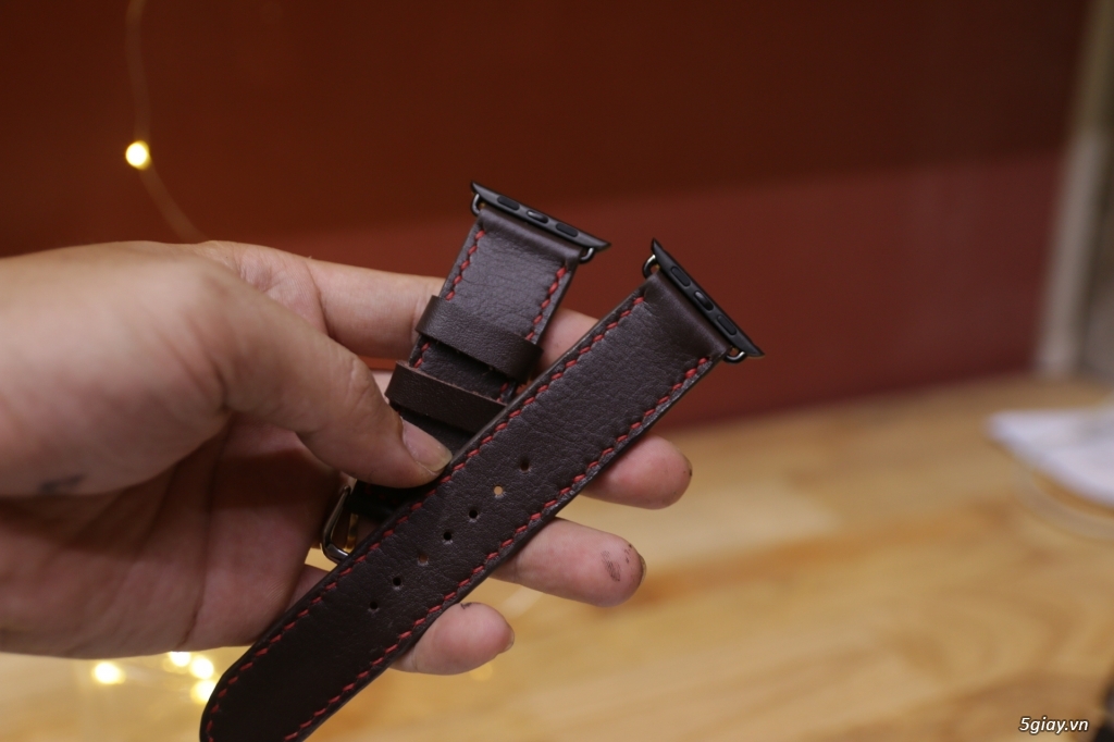 Dây da đồng hồ Handmade, Miband 3, Apple Wacth quẹo lựa - Da thật 100%. End: 22h59p ngày 23/7/2019 - 4