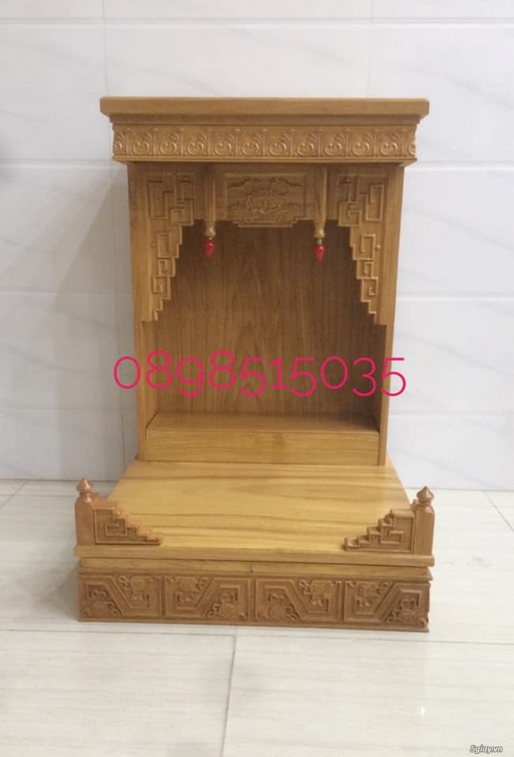 Những mẫu bàn thờ thần tài gỗ gõ đỏ mới - 8