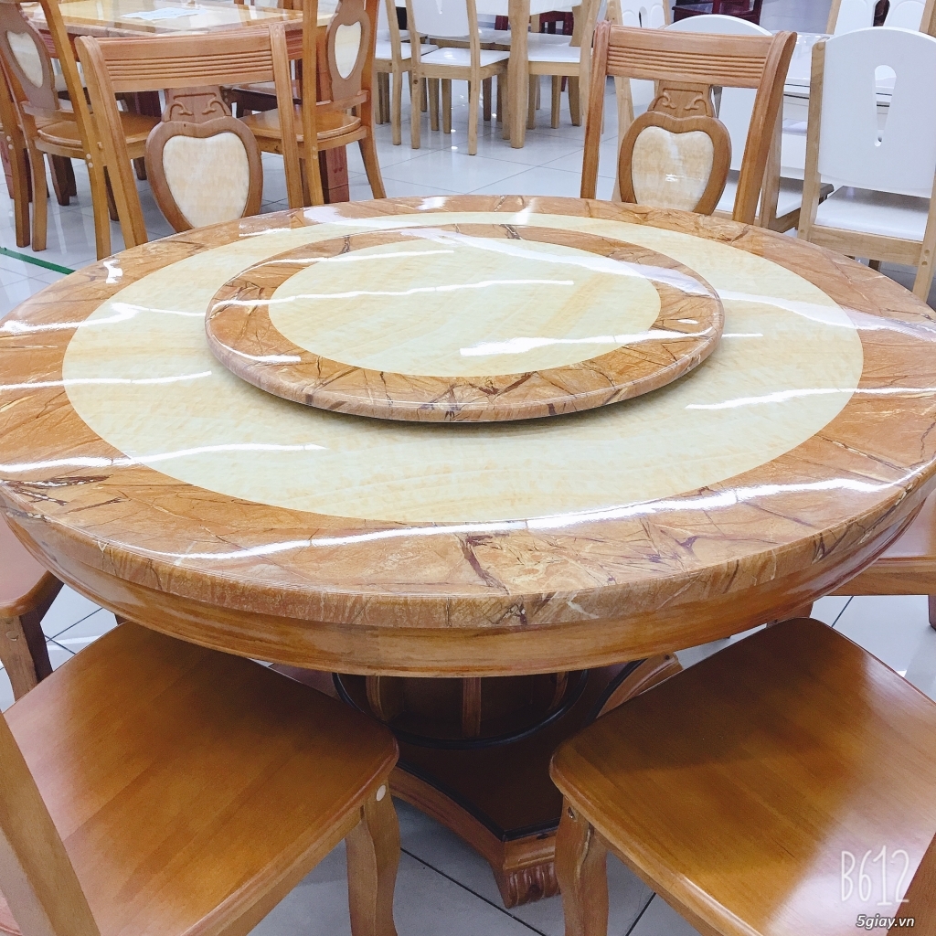 Bàn Ăn Mặt Đá Tròn 6 Ghế 1M3 - Mẫu 04 - 2