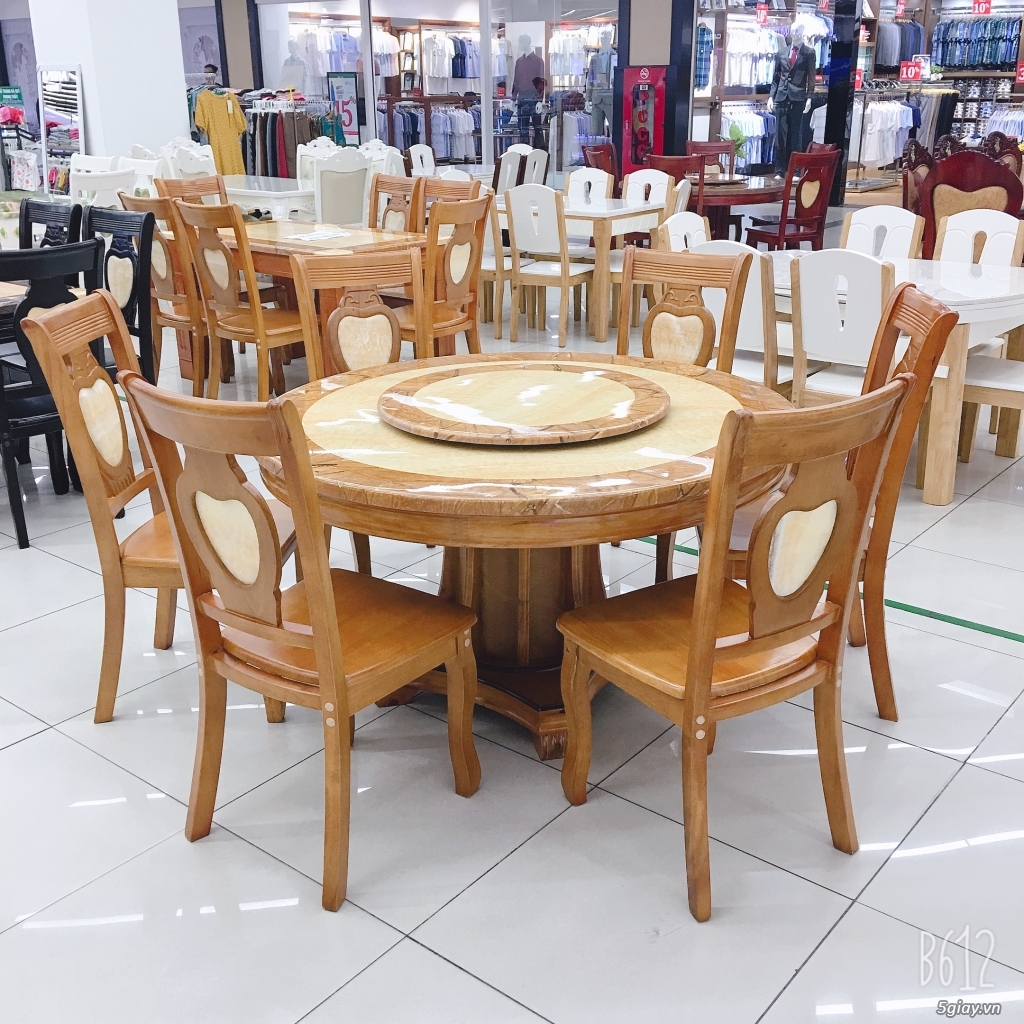 Bàn Ăn Mặt Đá Tròn 6 Ghế 1M3 - Mẫu 04 - 1