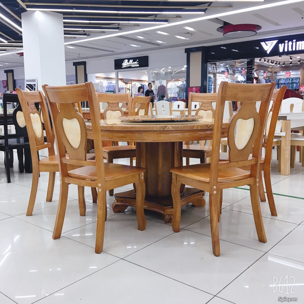 Bàn Ăn Mặt Đá Tròn 6 Ghế 1M3 - Mẫu 04