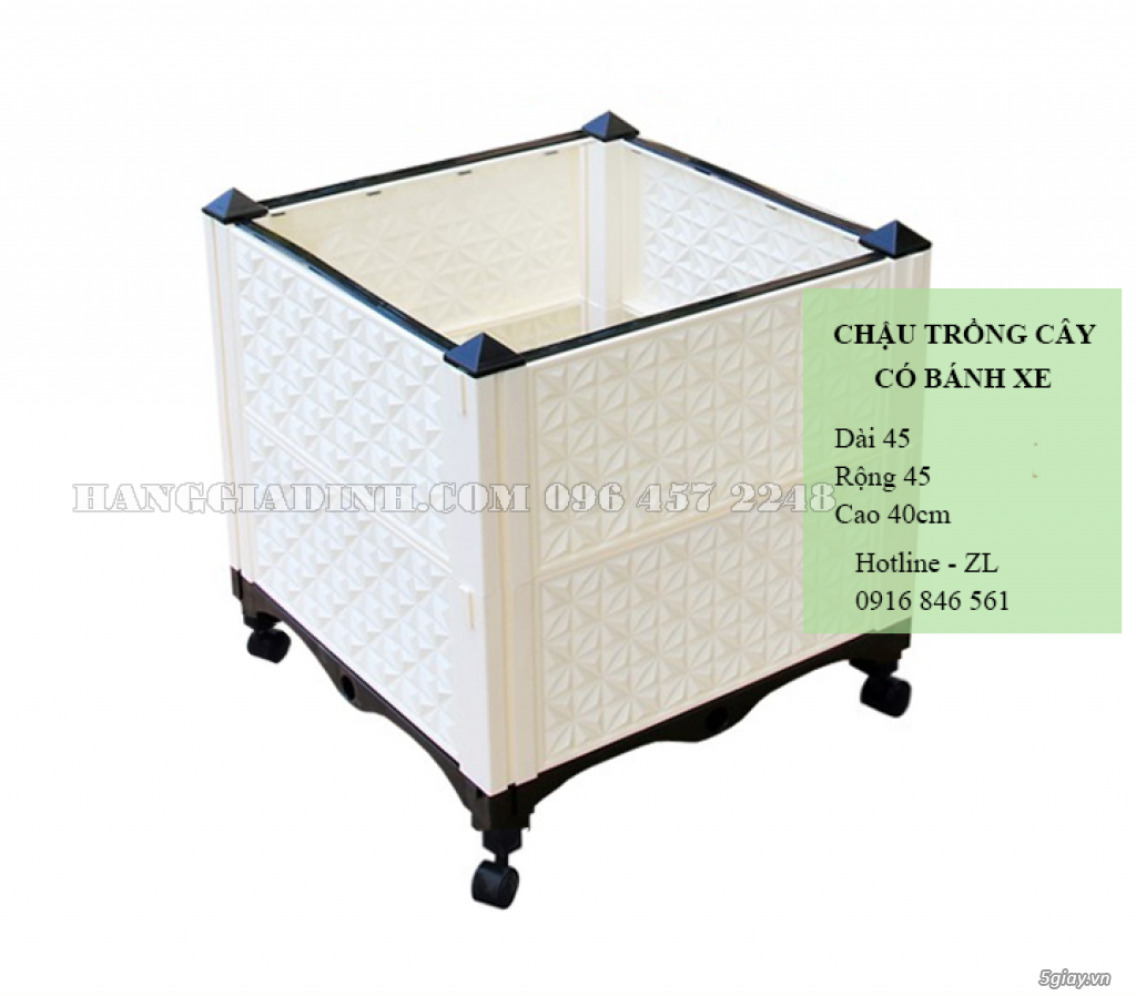 Chậu trồng cây ghép thông minh có bánh xe 45x45x40cm - 8