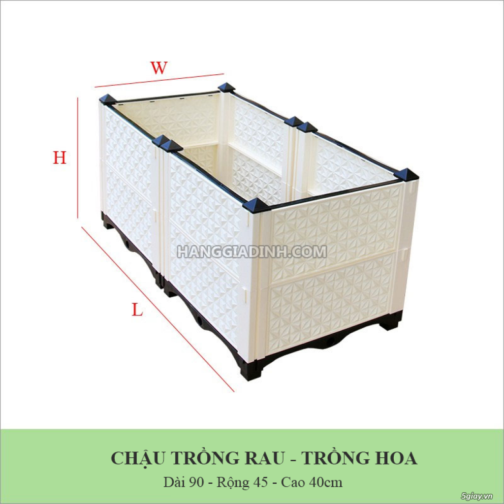 Chậu trồng cây ghép thông minh có bánh xe 45x45x40cm - 9