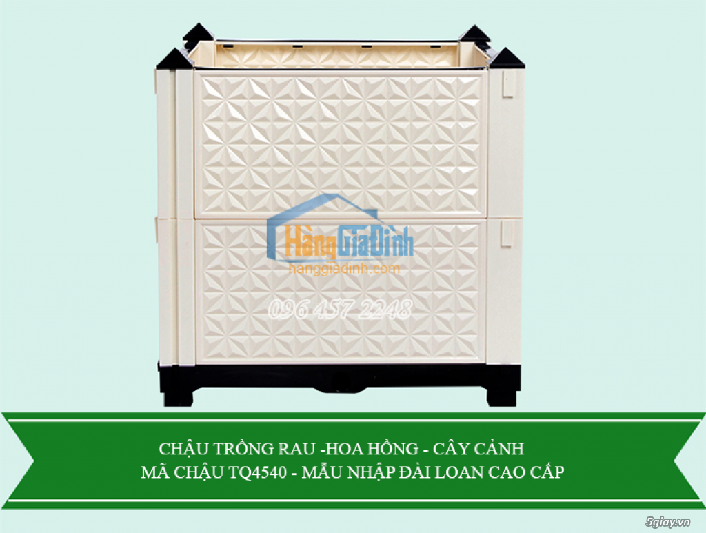 Chậu trồng cây ghép thông minh có bánh xe 45x45x40cm - 6