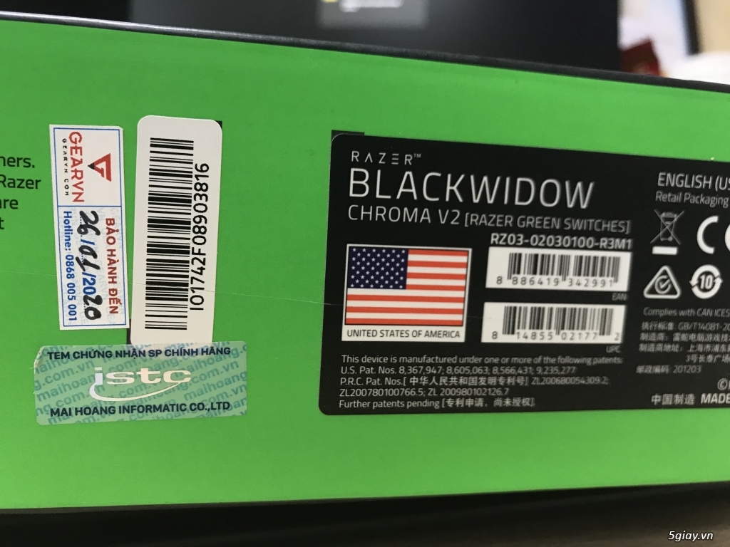 Razer Blackwidow Chroma V2 - Green switch - Fullbox - kê tay - 5
