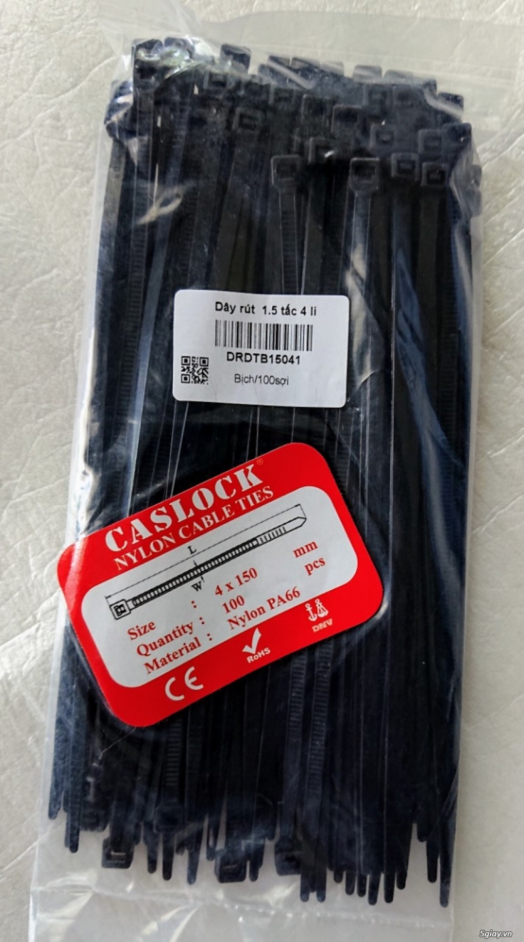 Dây rút Size: 4 x 150mm-Nylon PA66. 100day/bịch | 5giay