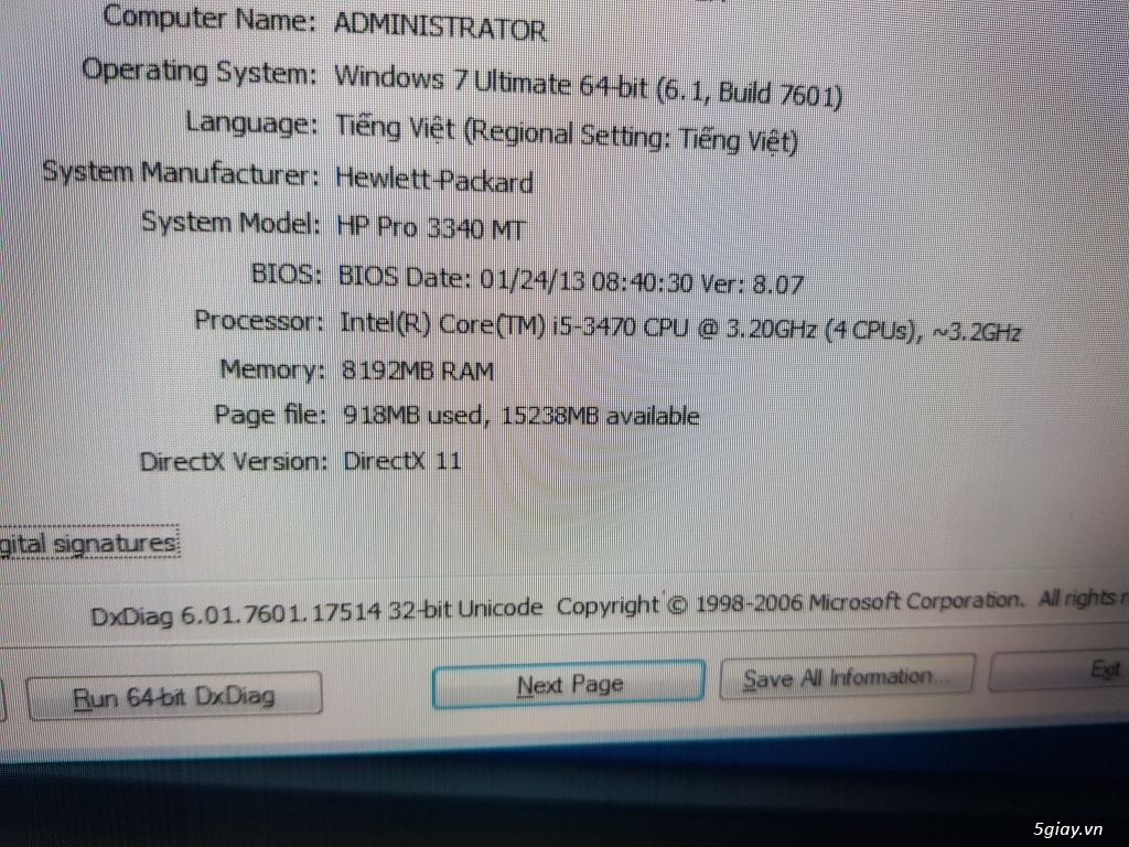 HP Pro 3340MT: Core i5-3470, 8GB, 500GB, DVD (SL 40) - 3