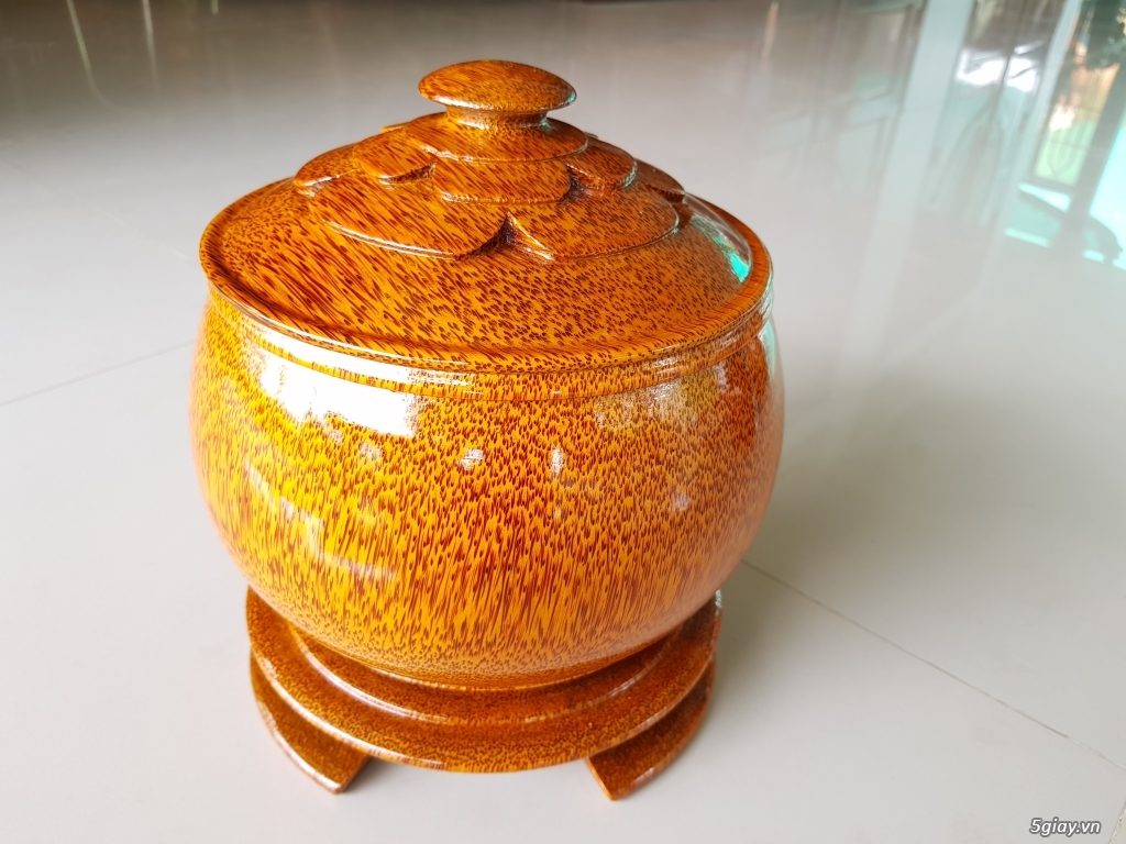 Vỏ bình trà gỗ dừa nguyên khối - 1