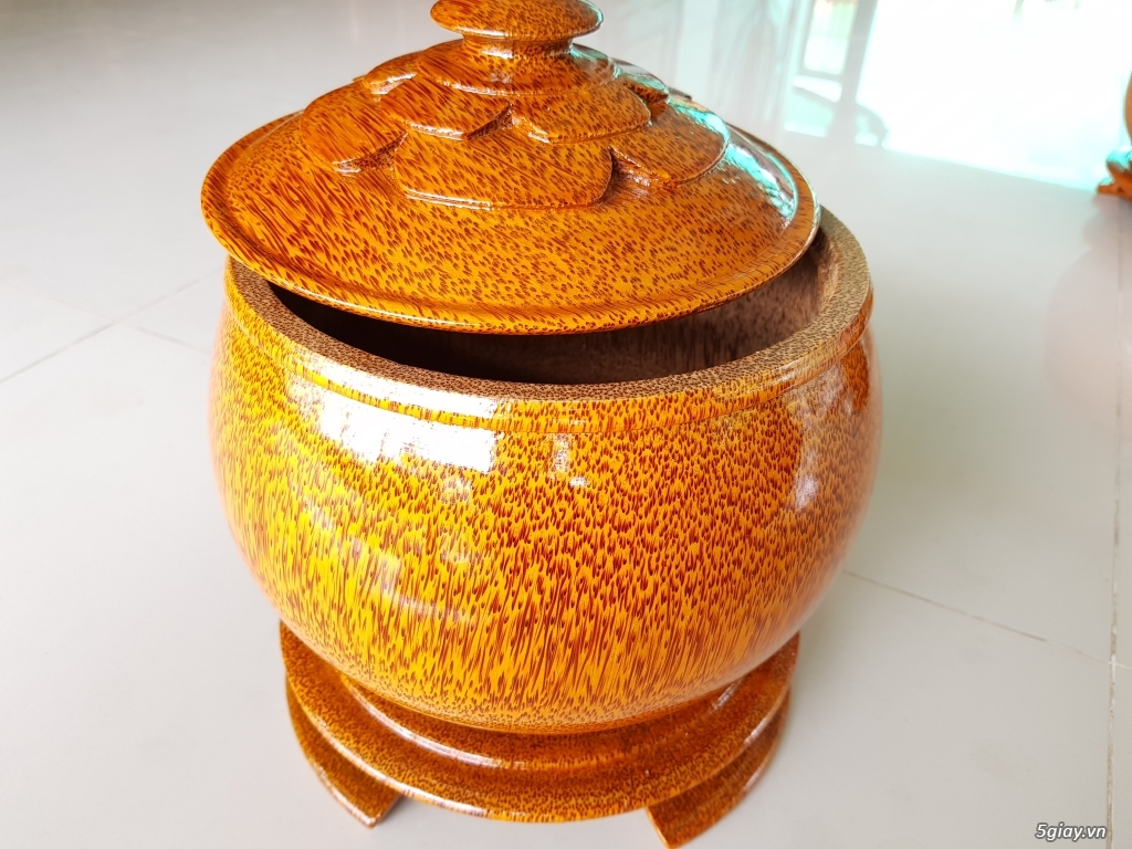 Vỏ bình trà gỗ dừa nguyên khối - 2