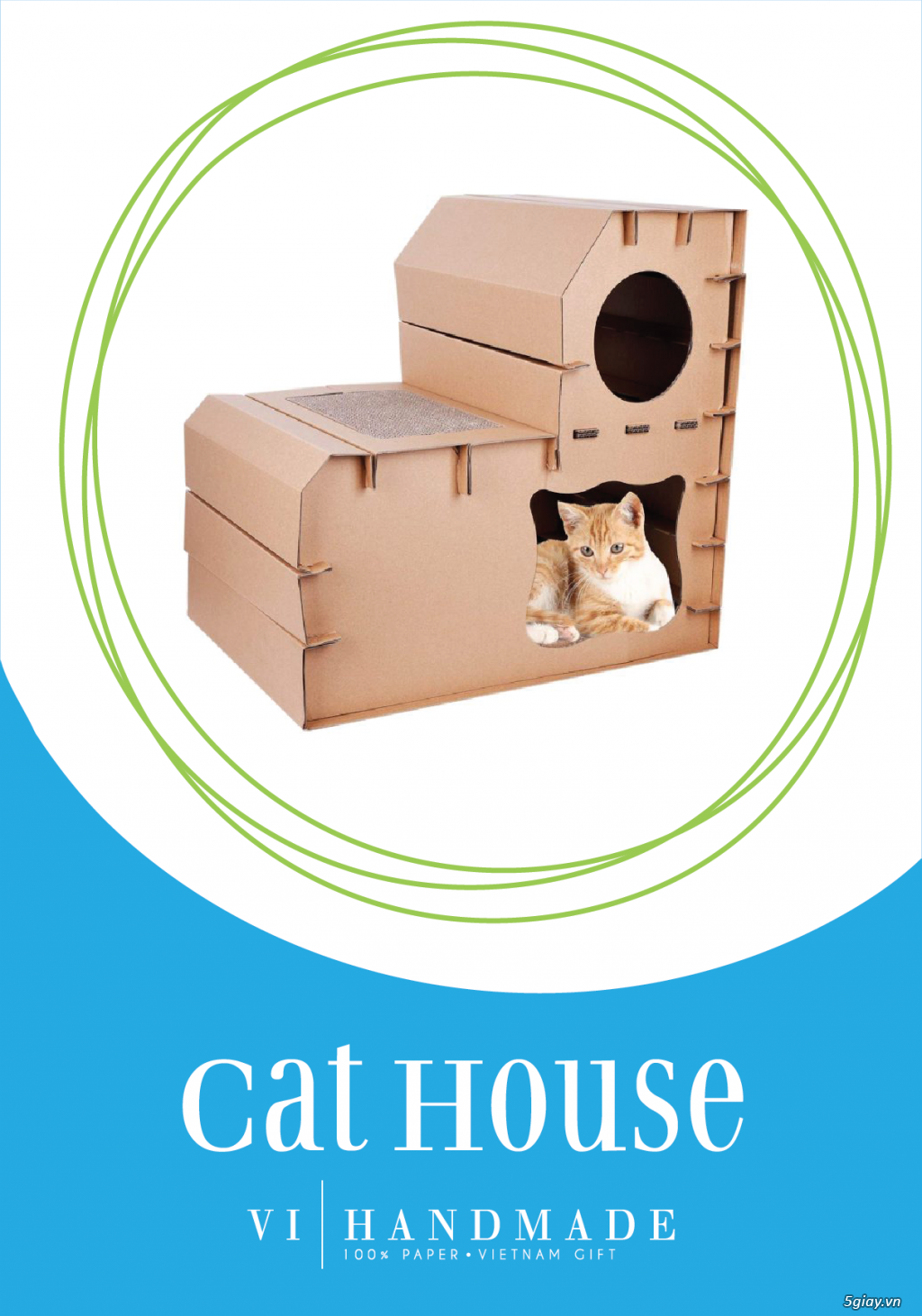 Nhà cho thú cưng (mèo, cún con) bằng giấy Carton lắp ghép độc đáo - 9