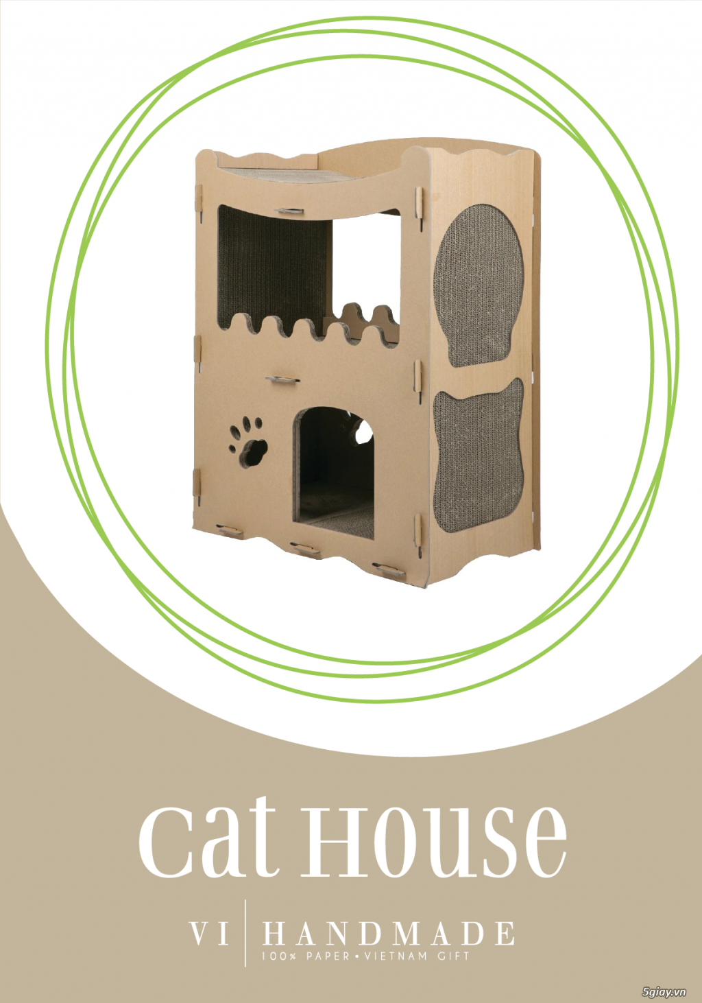 Nhà cho thú cưng (mèo, cún con) bằng giấy Carton lắp ghép độc đáo - 2