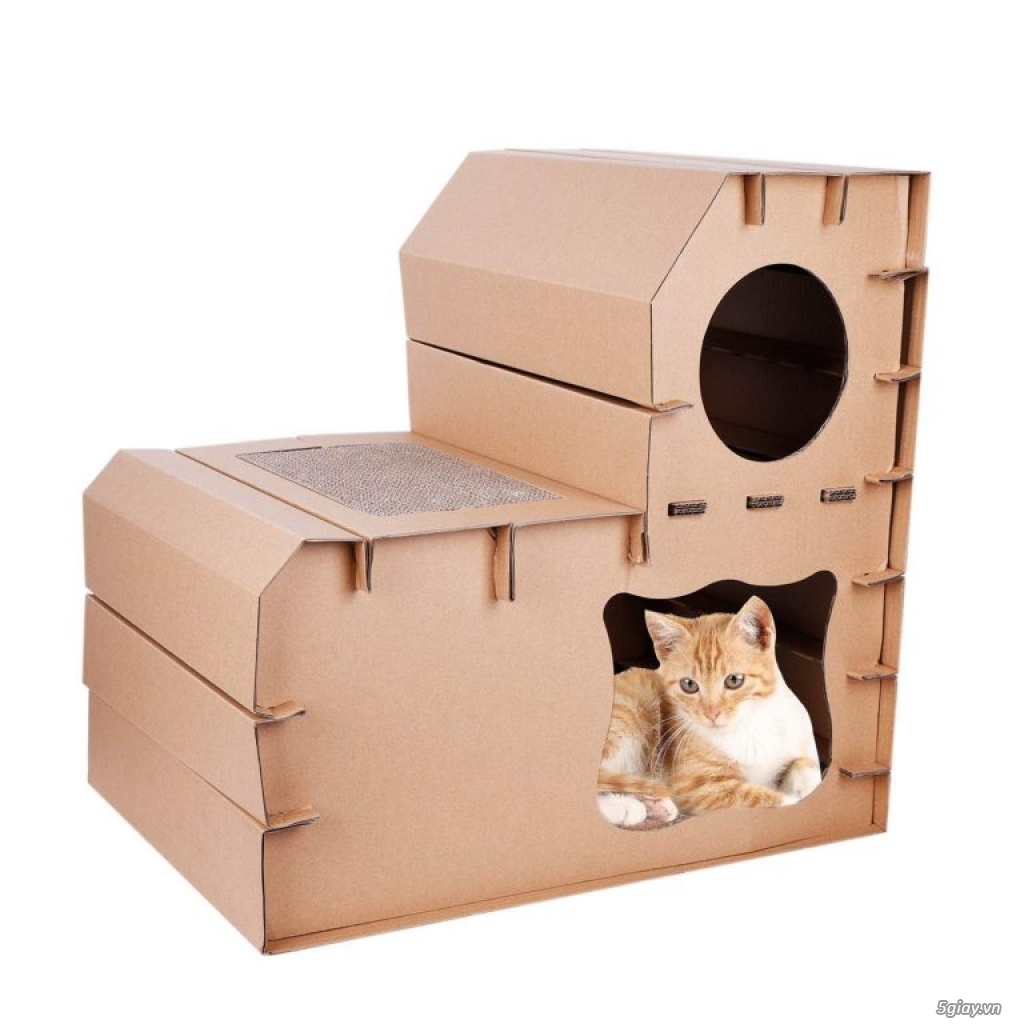 Nhà cho thú cưng (mèo, cún con) bằng giấy Carton lắp ghép độc đáo - 11