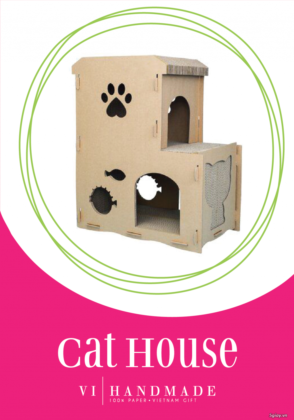 Nhà cho thú cưng (mèo, cún con) bằng giấy Carton lắp ghép độc đáo - 1