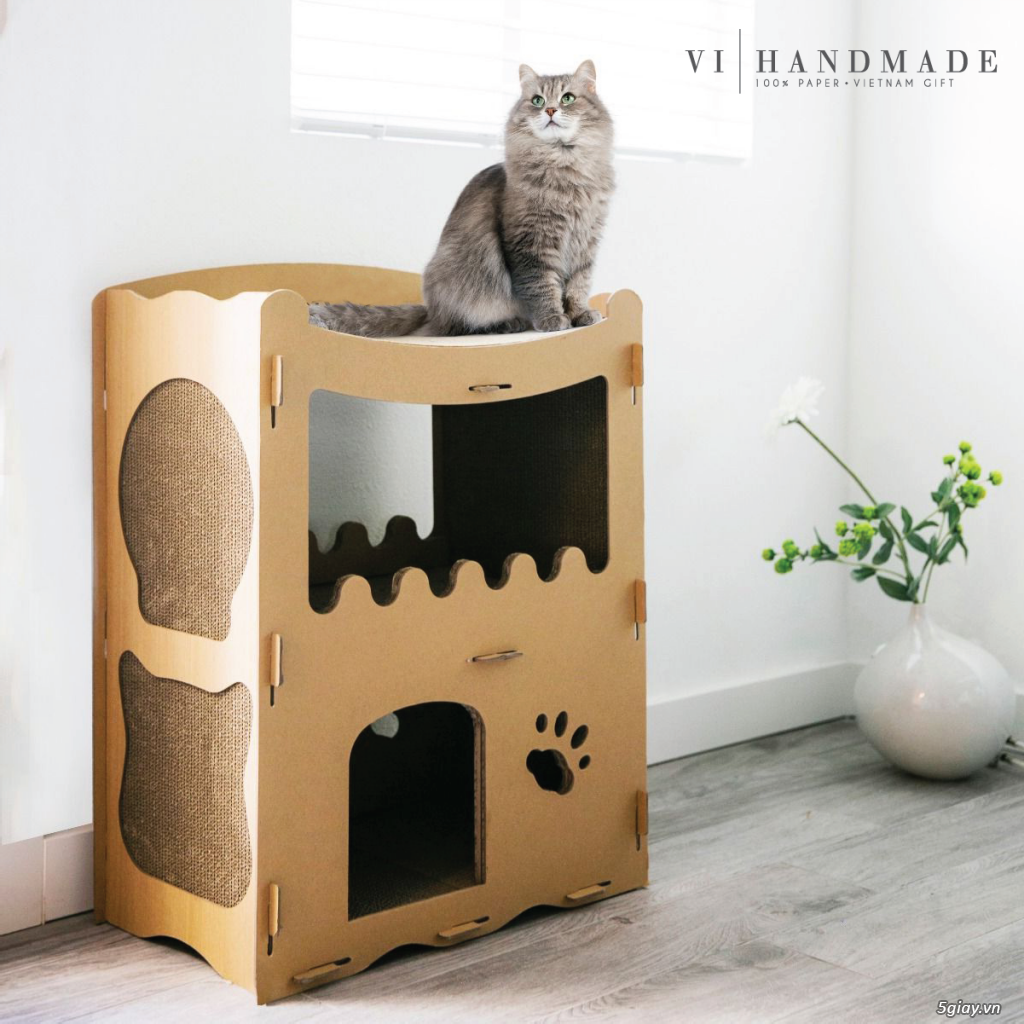 Nhà cho thú cưng (mèo, cún con) bằng giấy Carton lắp ghép độc đáo - 10