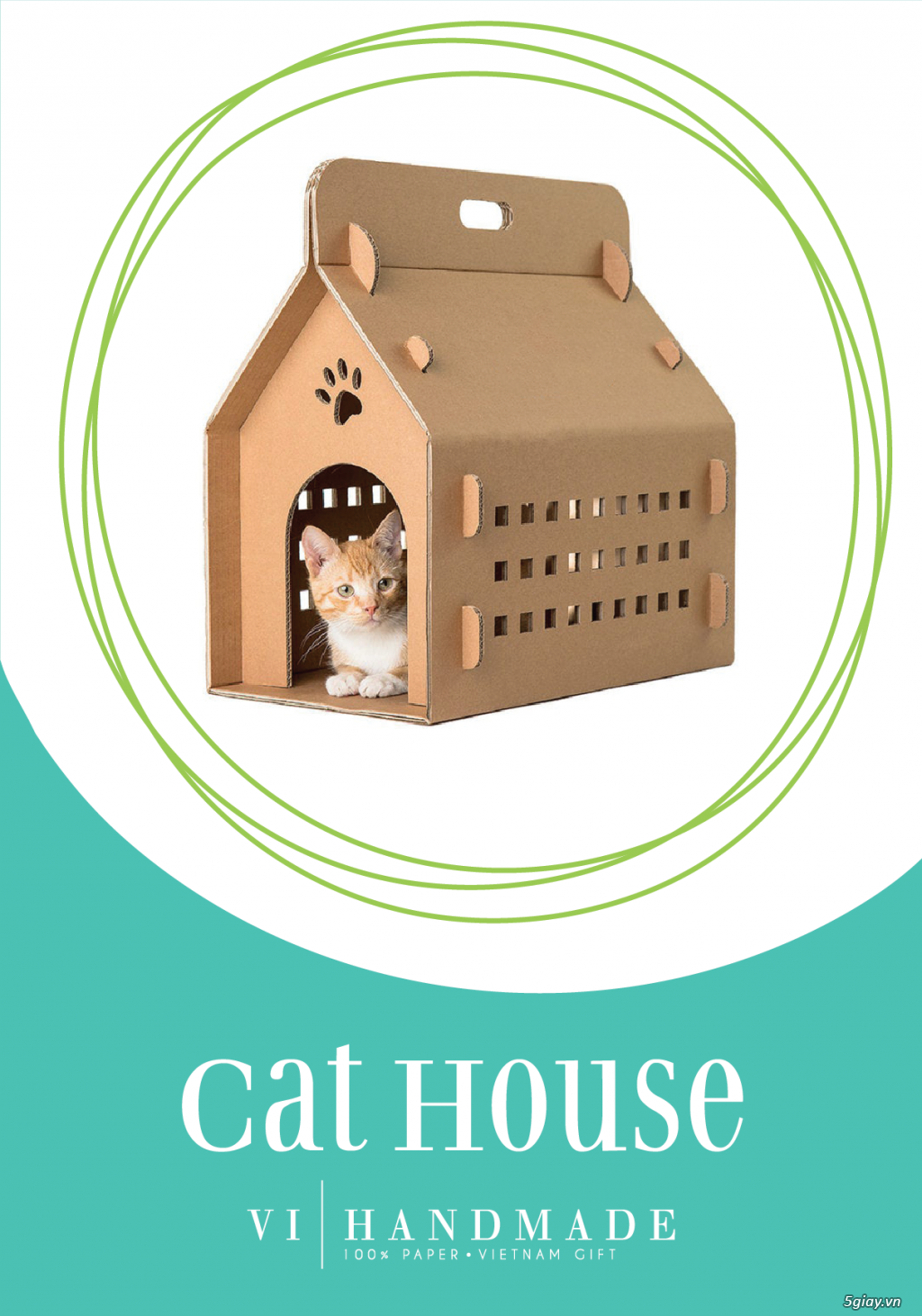 Nhà cho thú cưng (mèo, cún con) bằng giấy Carton lắp ghép độc đáo - 8