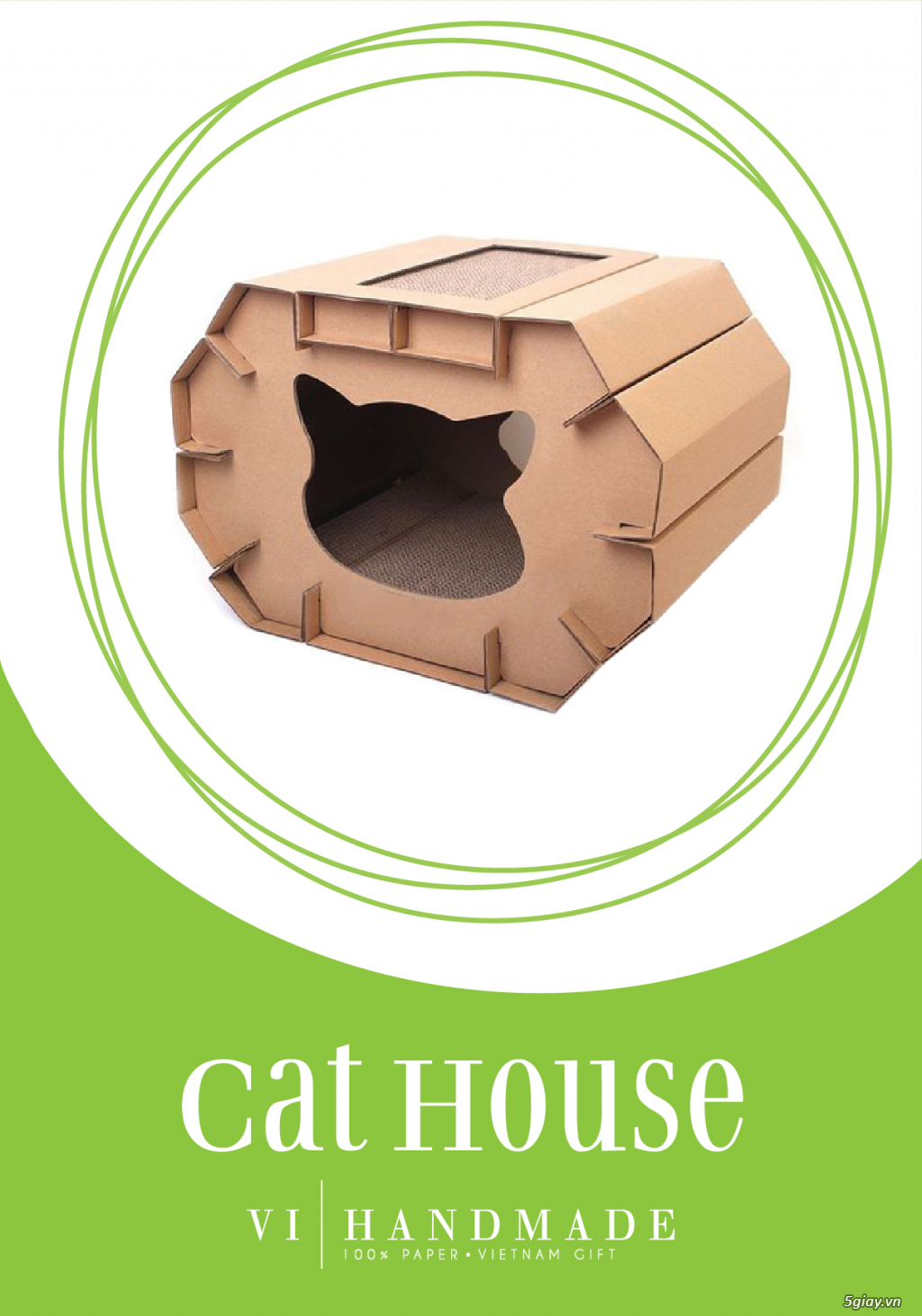 Nhà cho thú cưng (mèo, cún con) bằng giấy Carton lắp ghép độc đáo