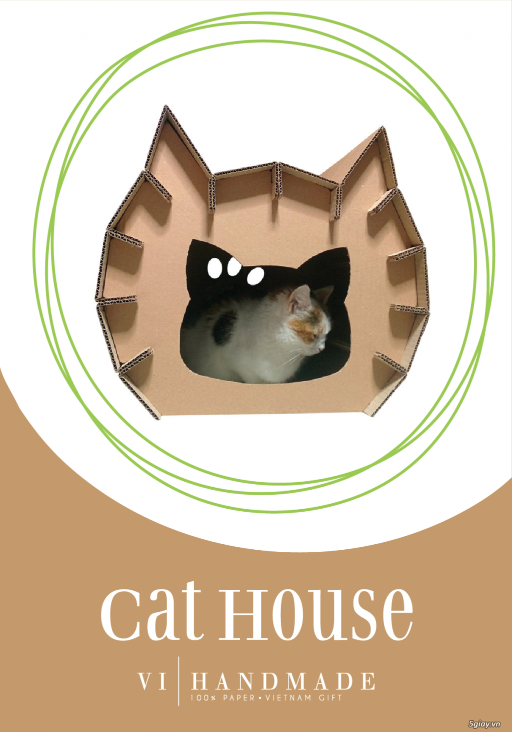 Nhà cho thú cưng (mèo, cún con) bằng giấy Carton lắp ghép độc đáo - 7