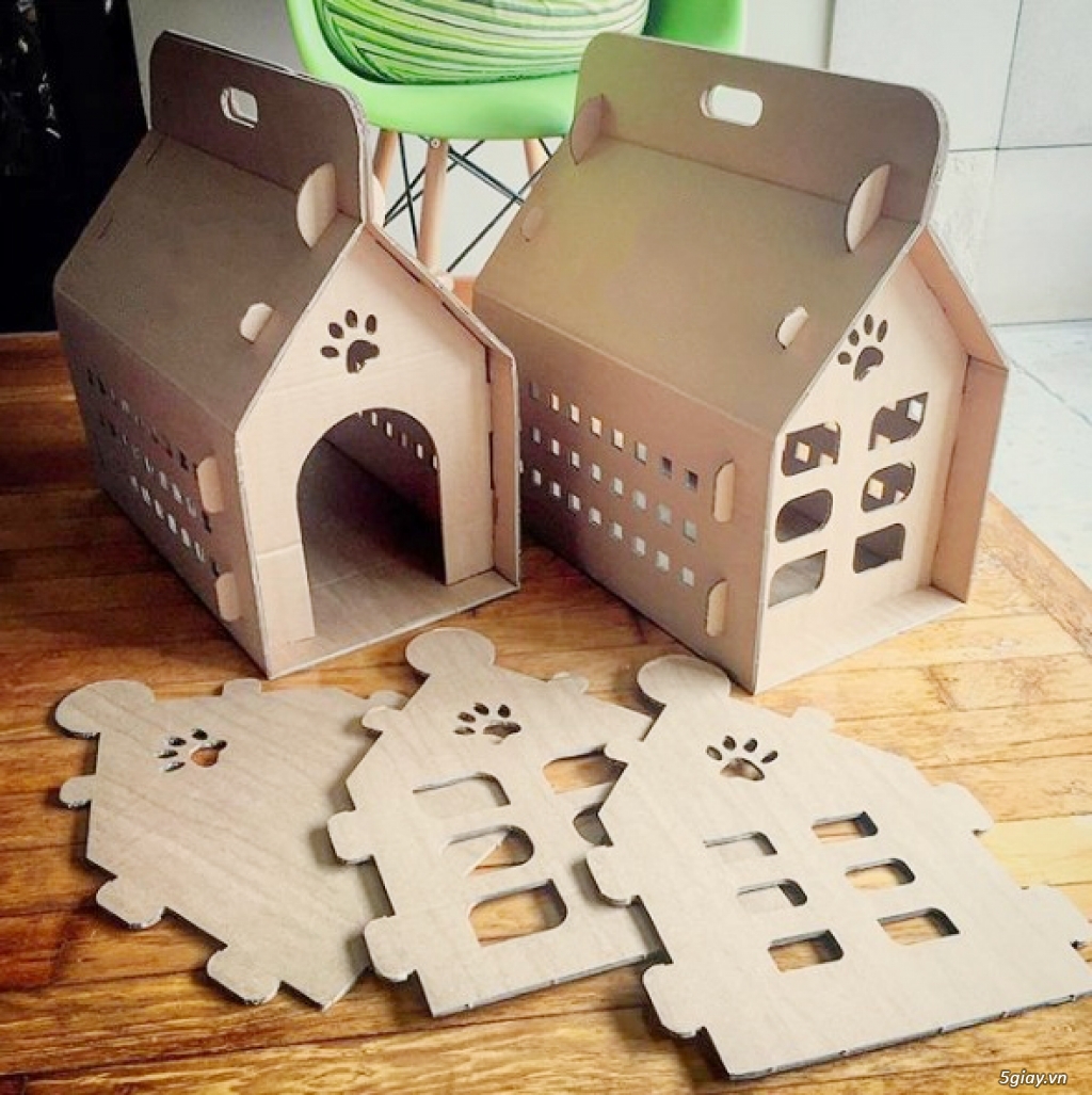 Nhà cho thú cưng (mèo, cún con) bằng giấy Carton lắp ghép độc đáo - 5